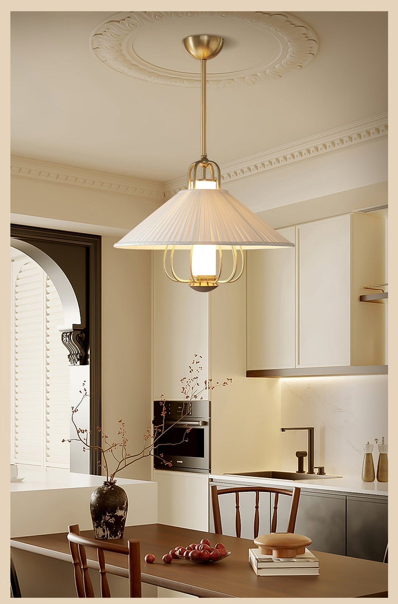Lustra Pendelleuchte Stoff Gold-Letslighting