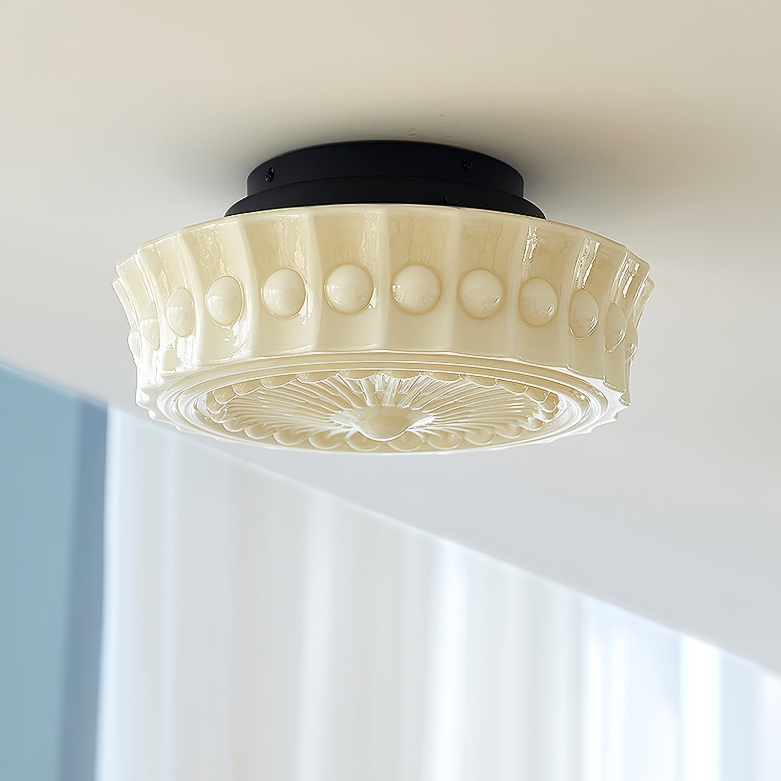 Solara Deckenleuchte Weiß Glas Floral-Letslighting