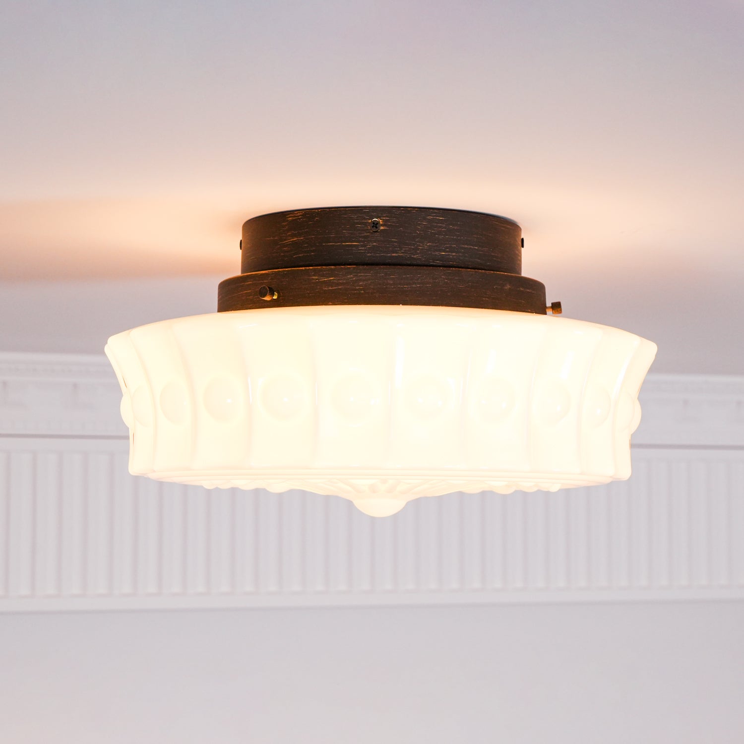 Solara Deckenleuchte Weiß Glas Floral-Letslighting