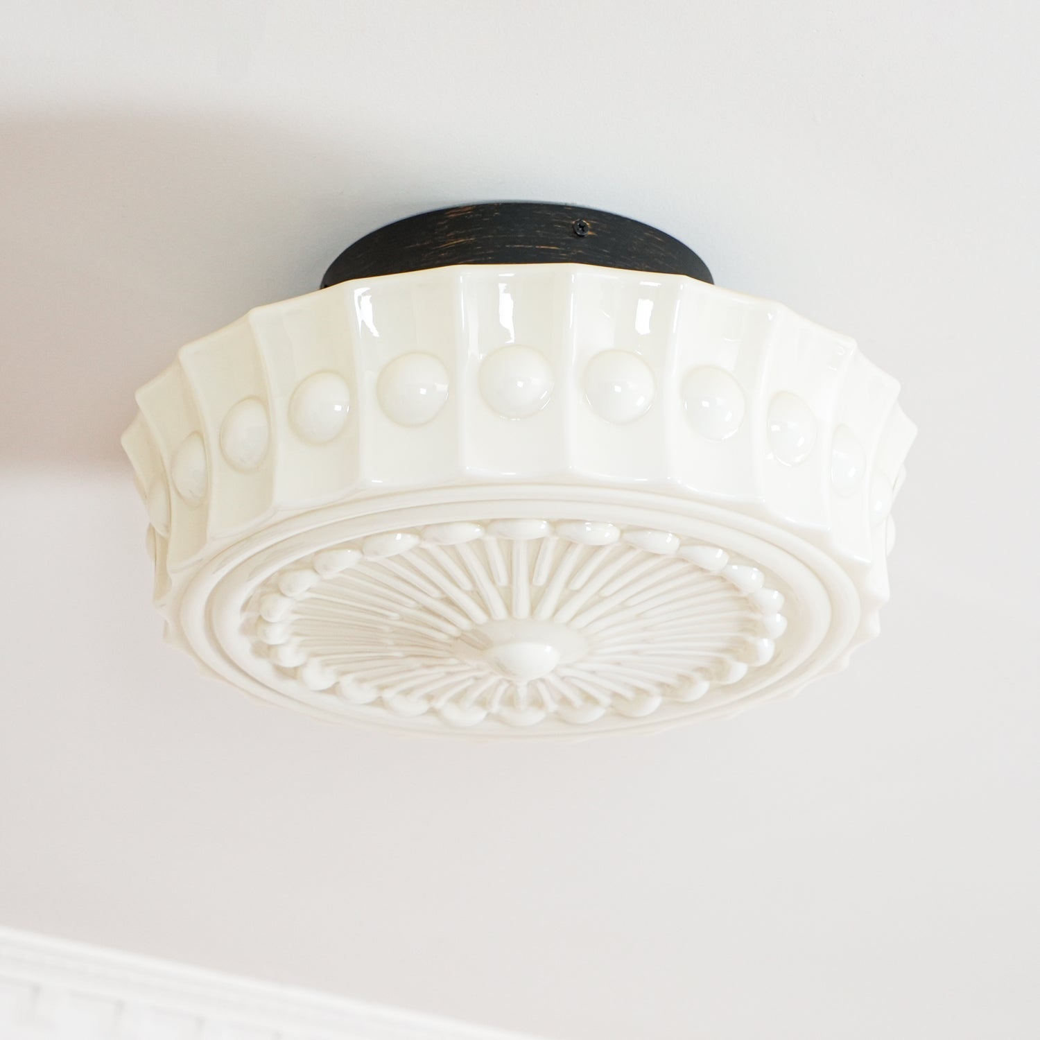 Solara Deckenleuchte Weiß Glas Floral-Letslighting