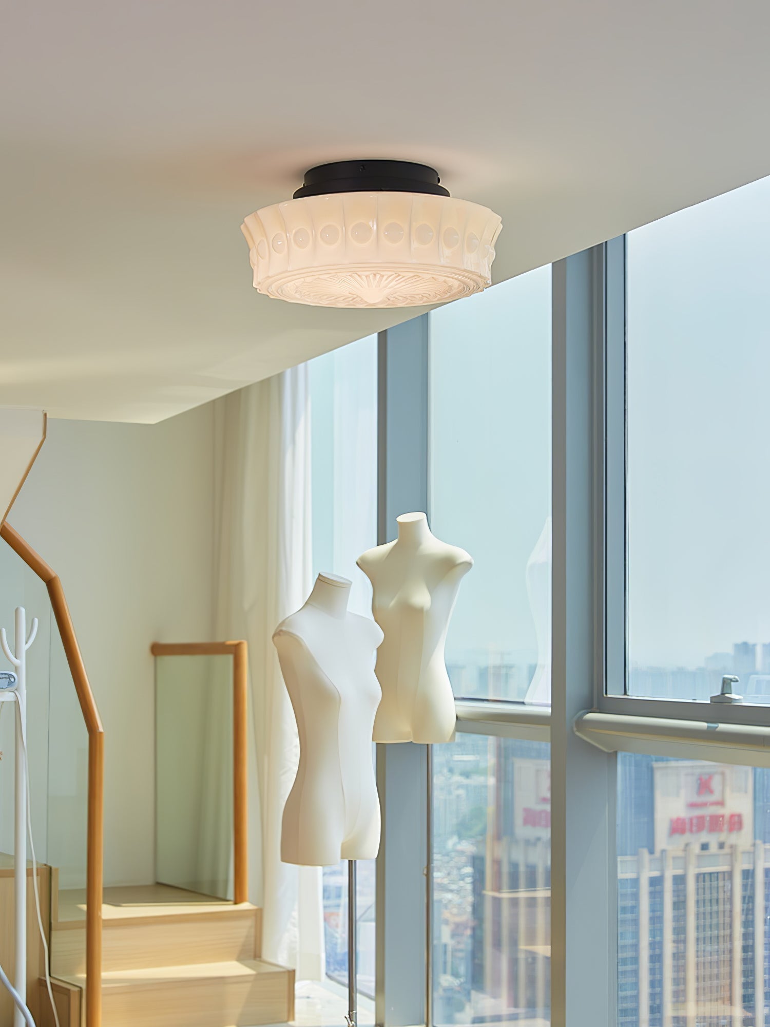 Solara Deckenleuchte Weiß Glas Floral-Letslighting
