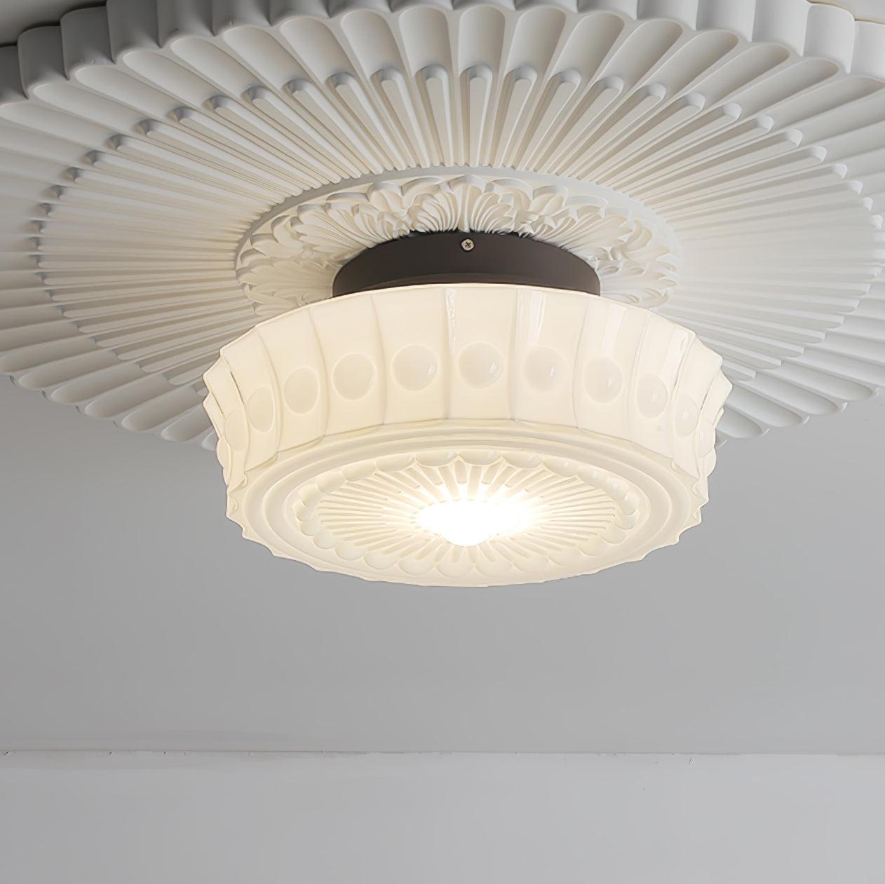 Solara Deckenleuchte Weiß Glas Floral-Letslighting
