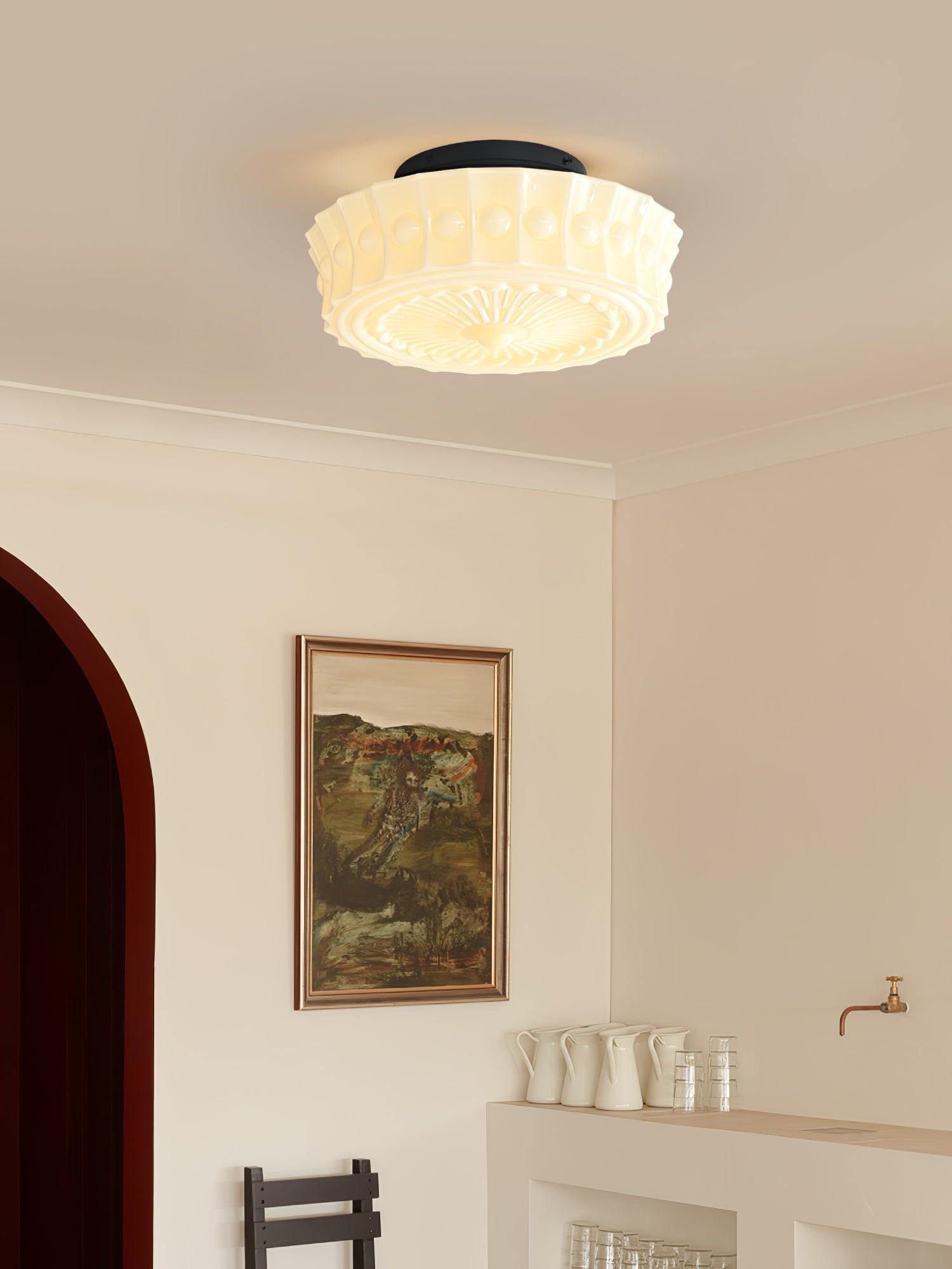 Solara Deckenleuchte Weiß Glas Floral-Letslighting