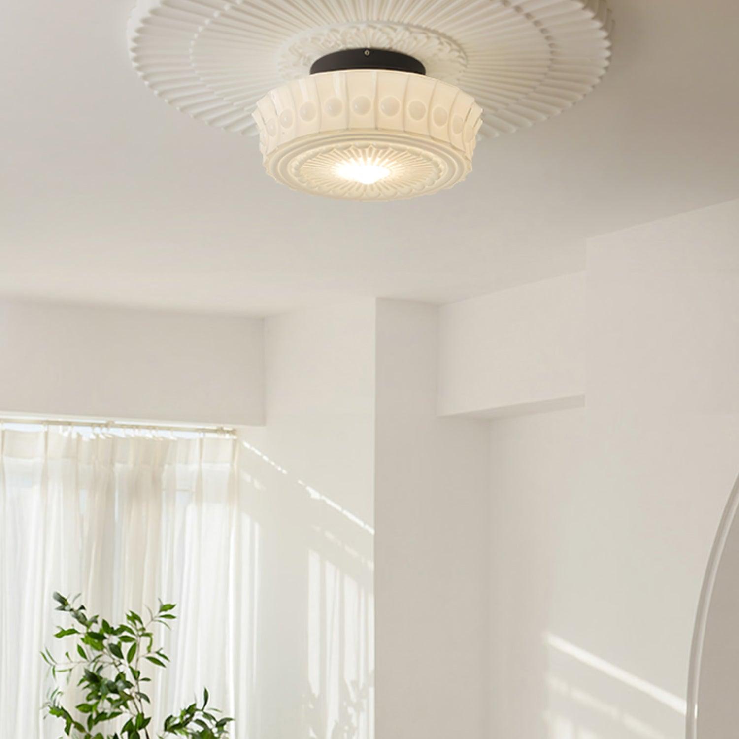 Solara Deckenleuchte Weiß Glas Floral-Letslighting