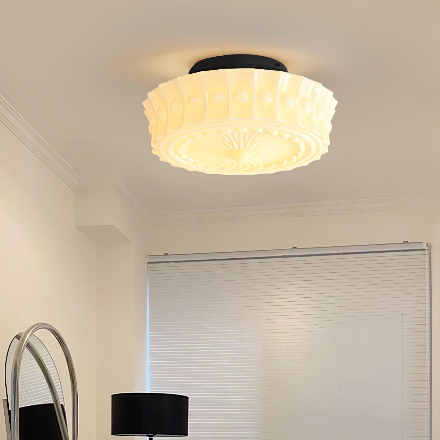 Solara Deckenleuchte Weiß Glas Floral-Letslighting