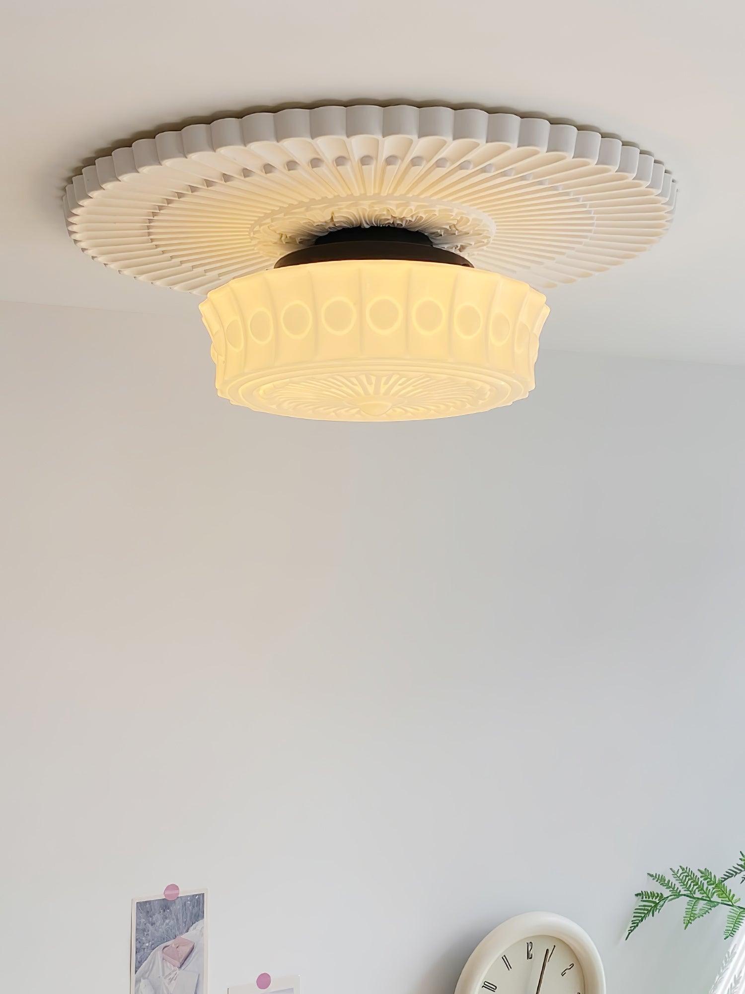 Solara Deckenleuchte Weiß Glas Floral-Letslighting