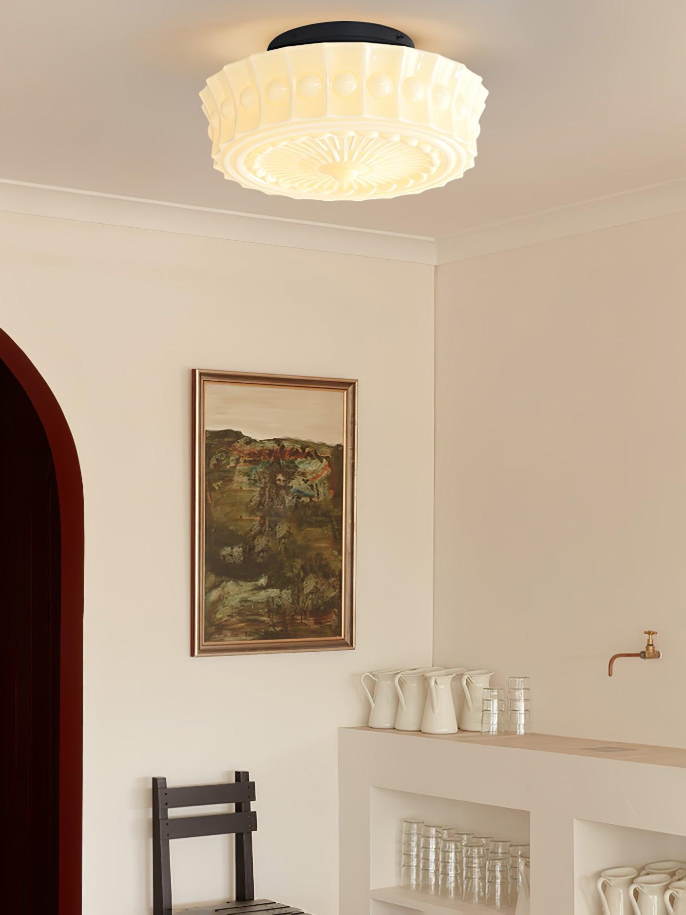 Solara Deckenleuchte Weiß Glas Floral-Letslighting