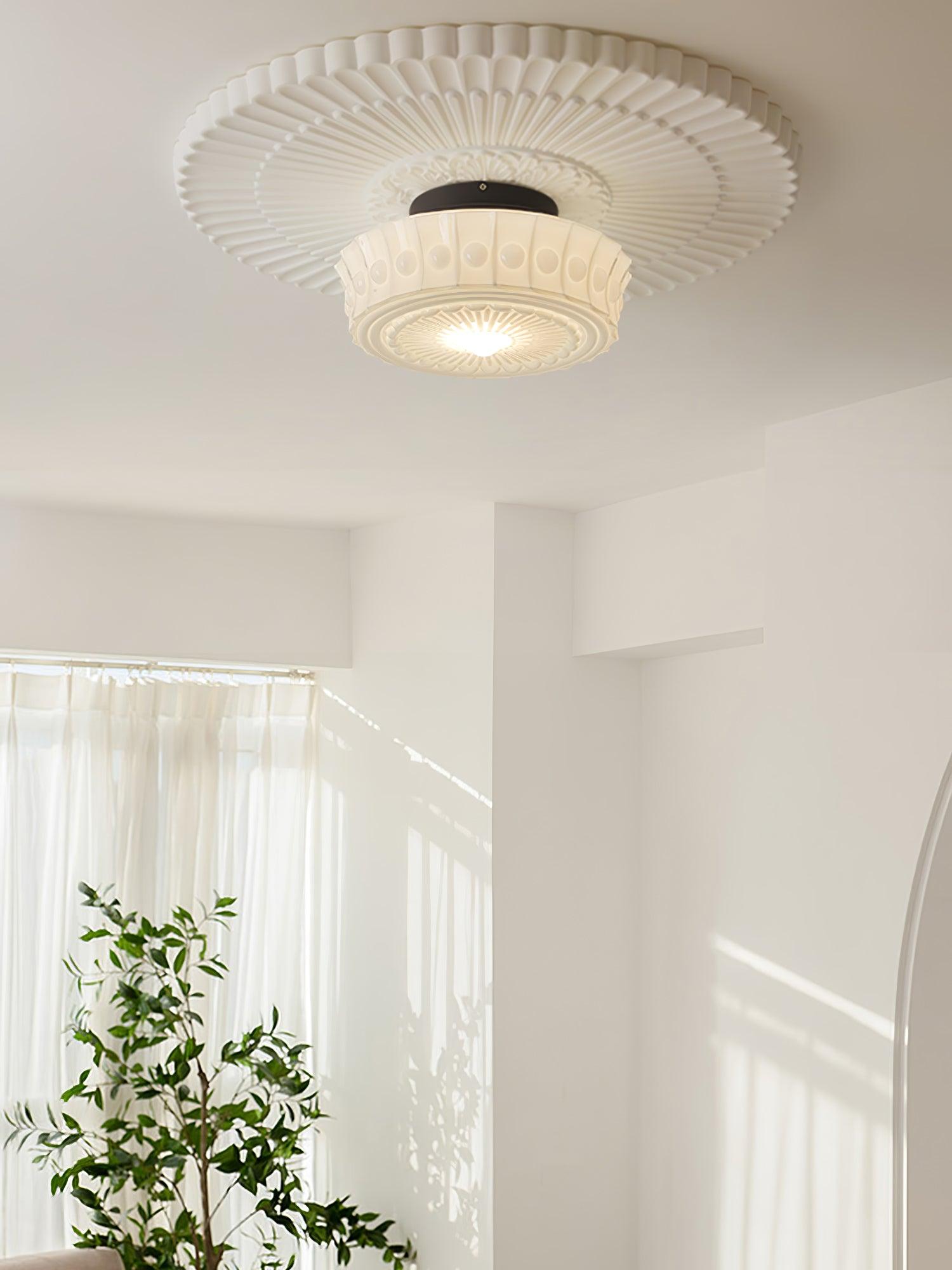 Solara Deckenleuchte Weiß Glas Floral-Letslighting