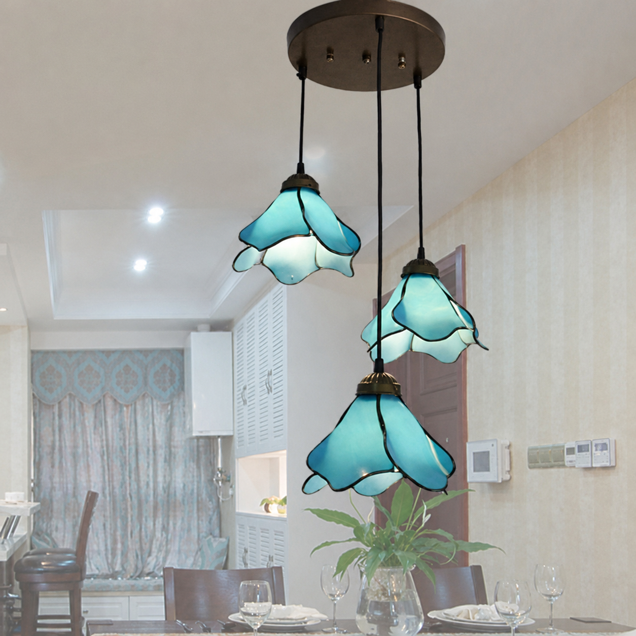 Arisha Modern LED Pendelleuchte Blume Wohnzimmer Schlafzimmer, 2 Farben, Metall Glas