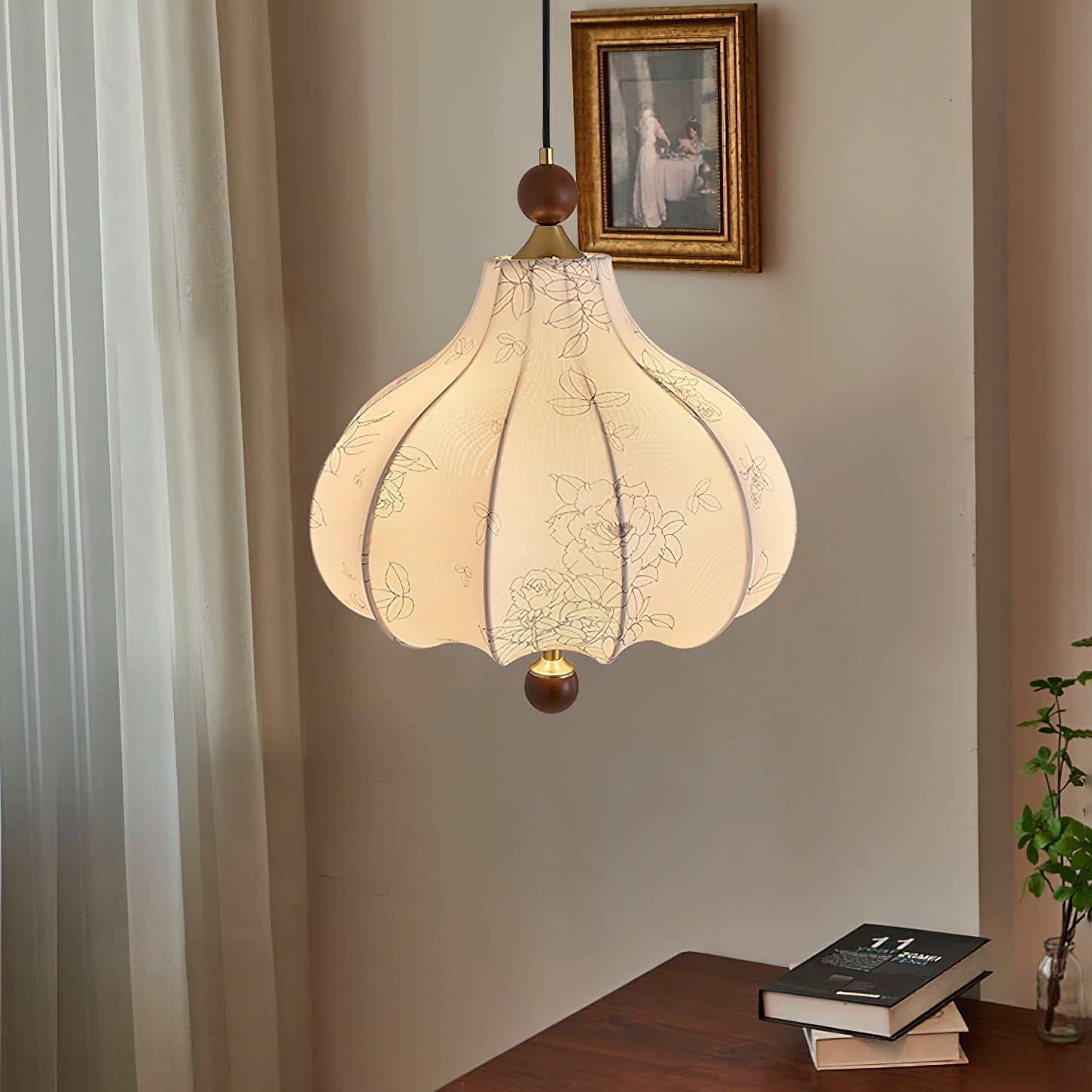 Petal Vintage-Holz-Pendelleuchte-Letslighting