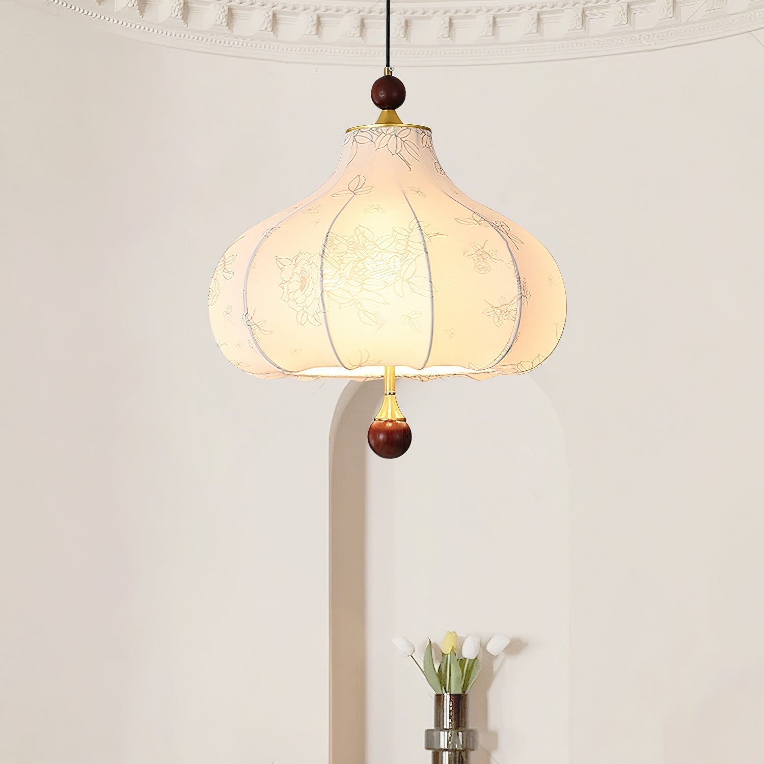 Petal Vintage-Holz-Pendelleuchte-Letslighting