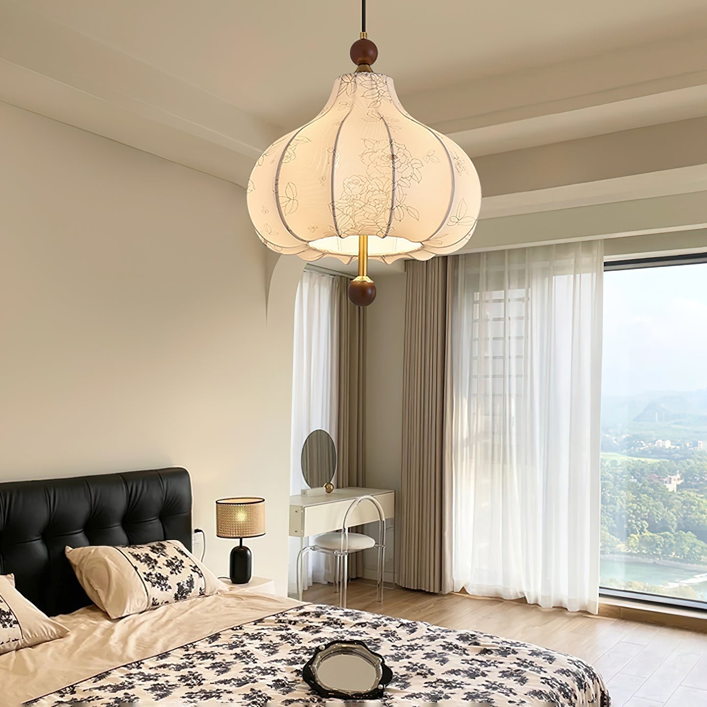 Petal Vintage-Holz-Pendelleuchte-Letslighting