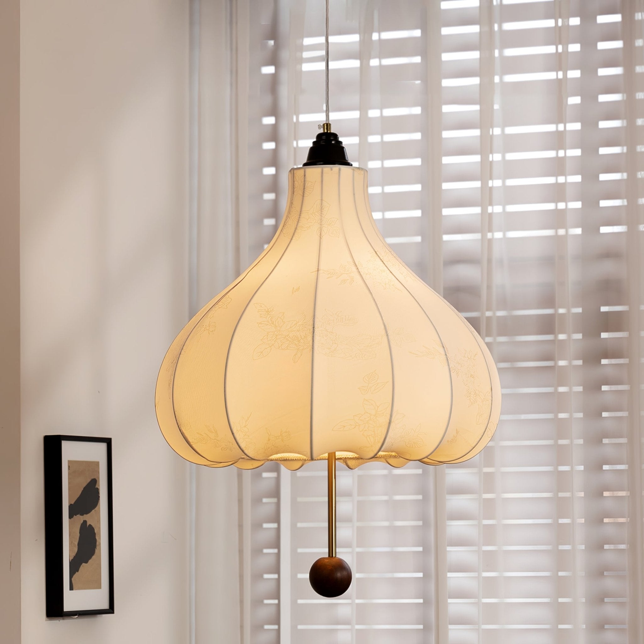 Orbitio Stoff Holz Pendelleuchte-Letslighting