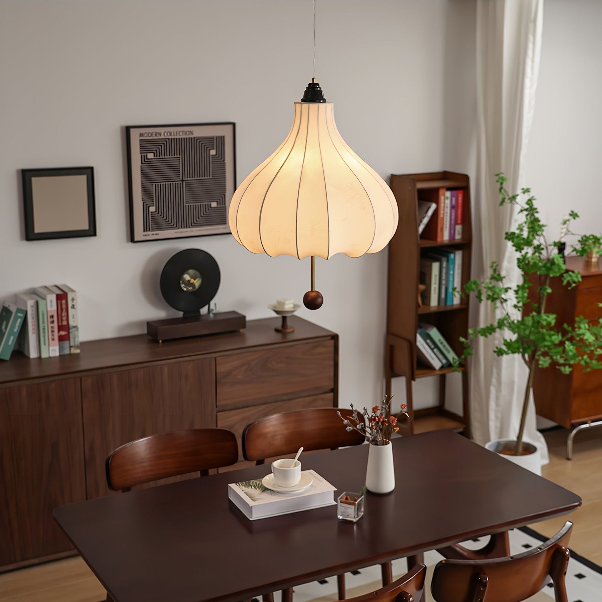 Orbitio Stoff Holz Pendelleuchte-Letslighting