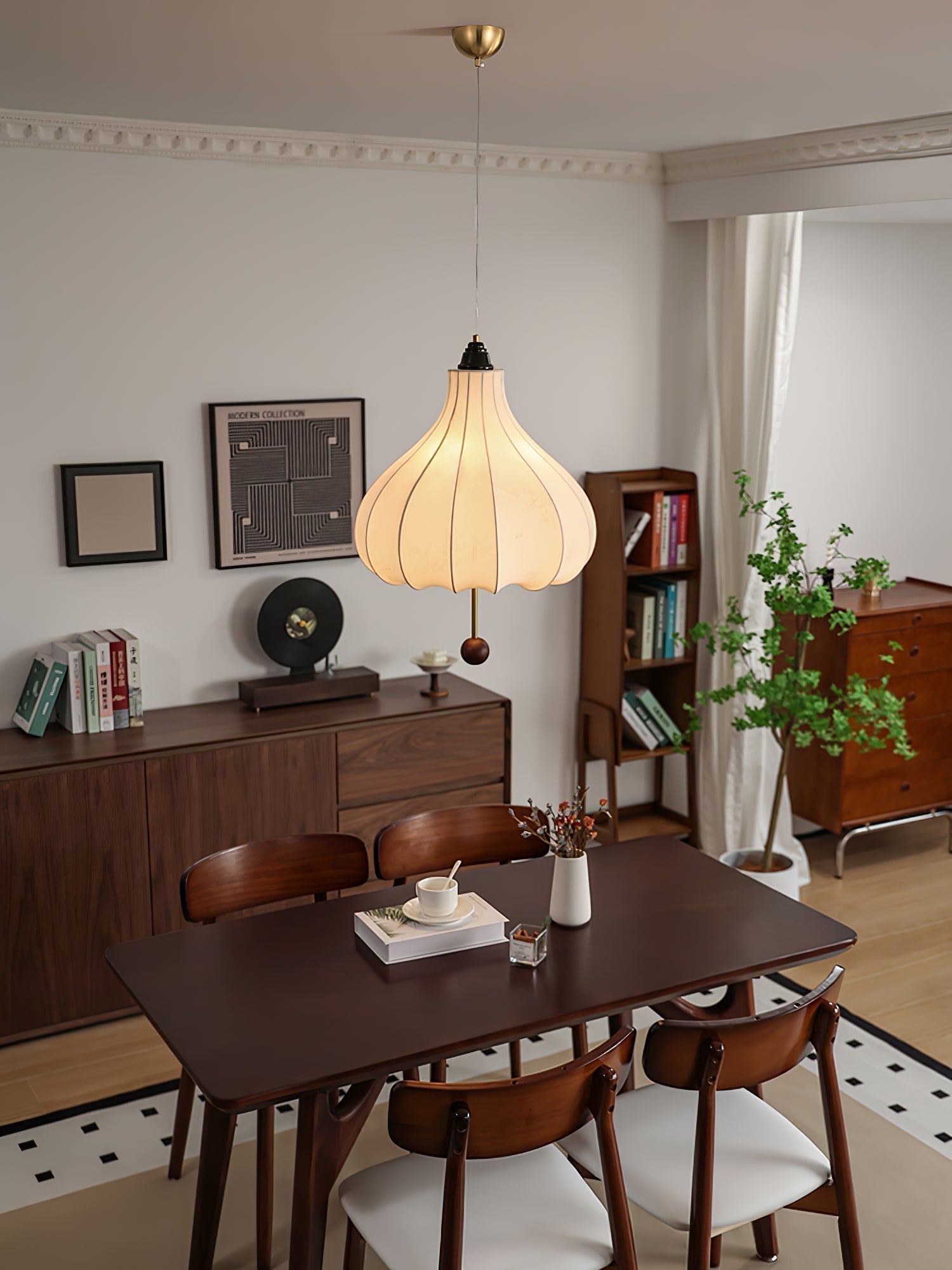 Orbitio Stoff Holz Pendelleuchte-Letslighting