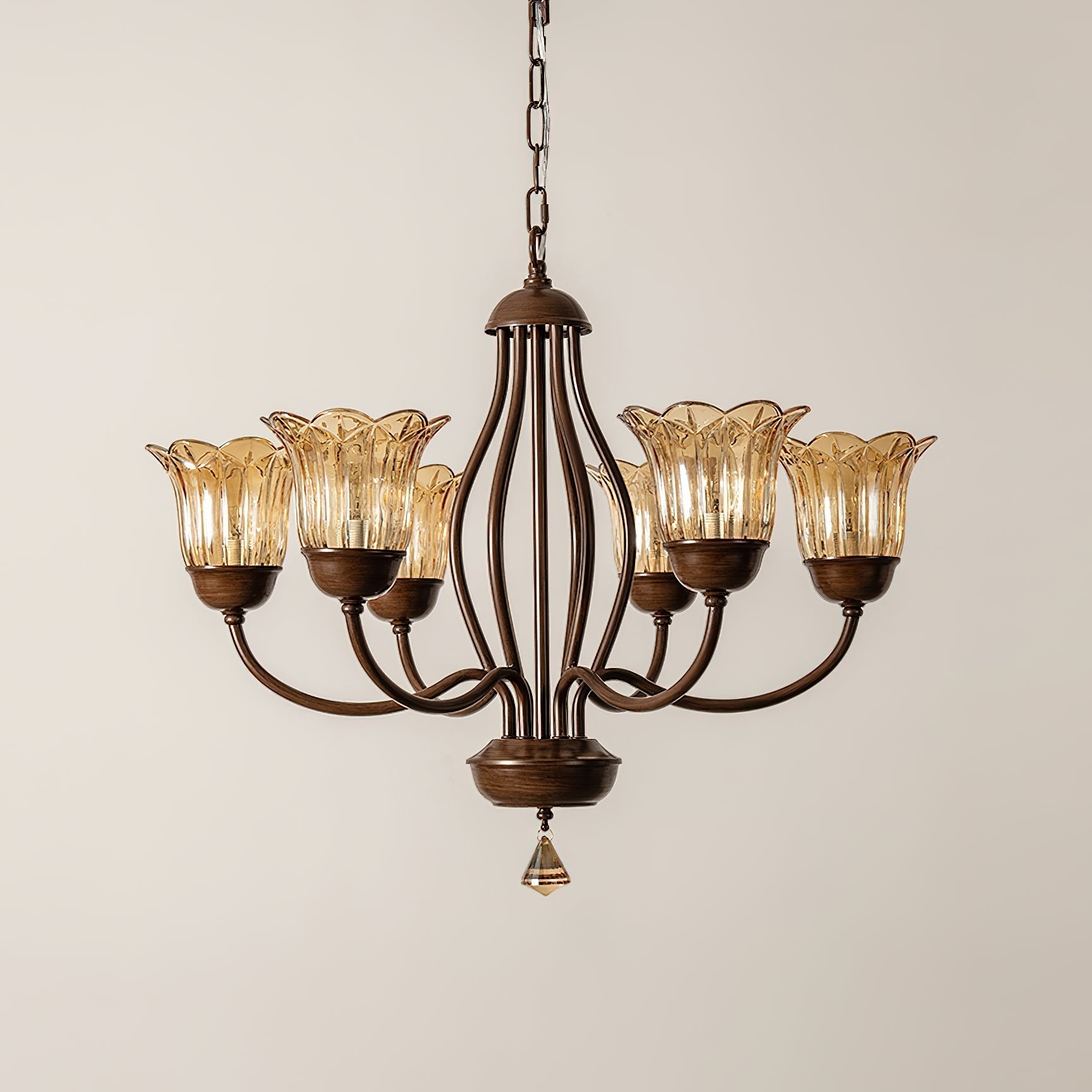 Brume Vintage Industrieller Bernstein-Glas Kronleuchter-Letslighting