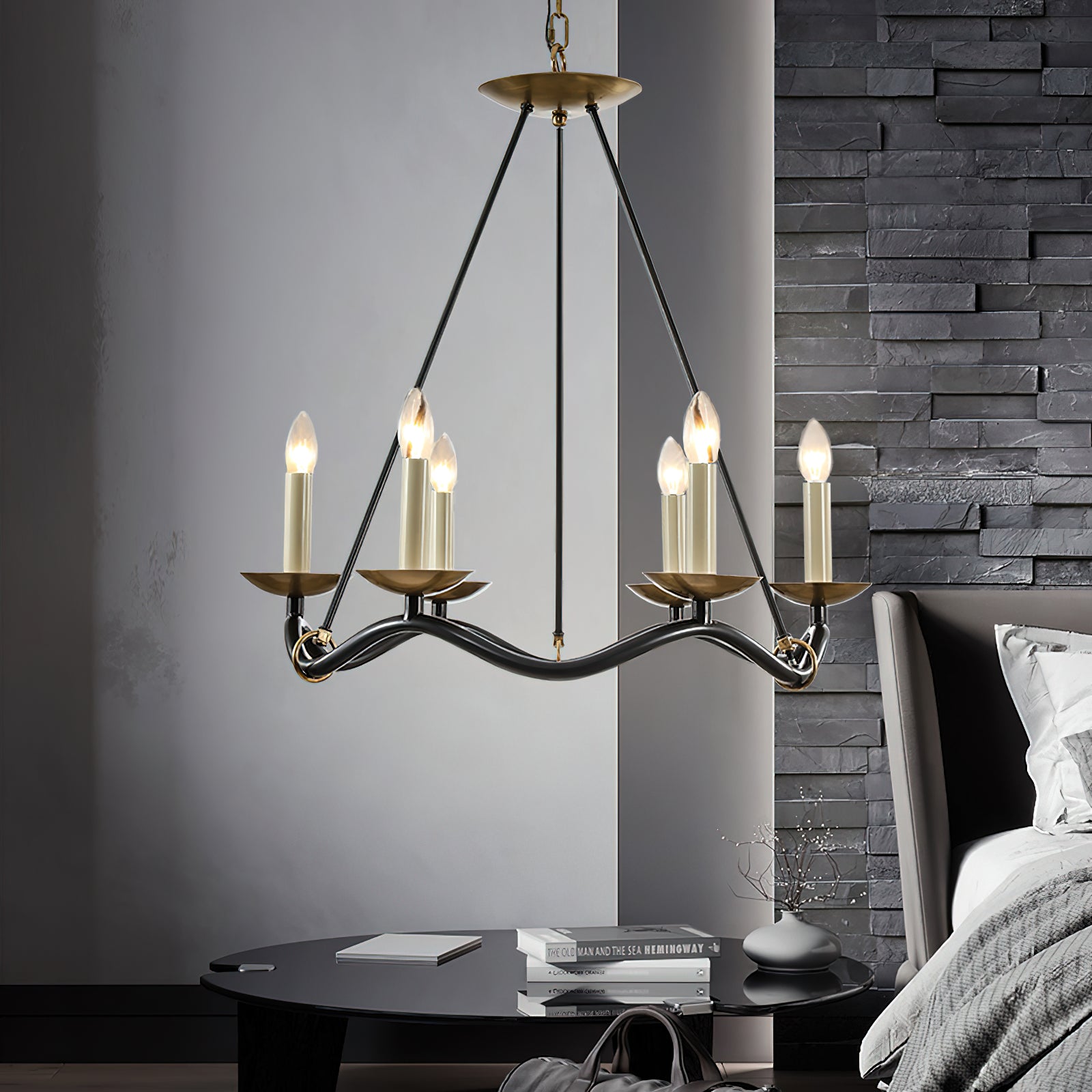 Shine Industrieller Vintage Kronleuchter aus Messing-Letslighting