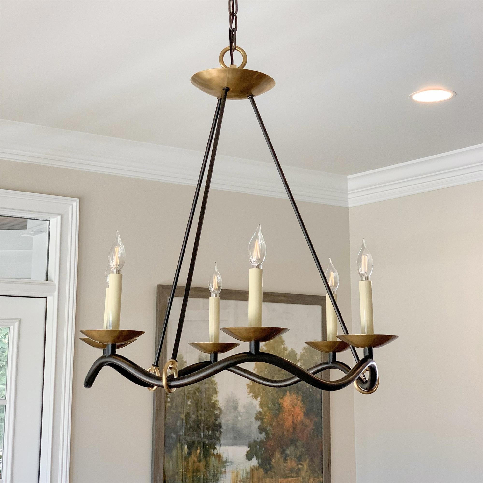 Shine Industrieller Vintage Kronleuchter aus Messing-Letslighting