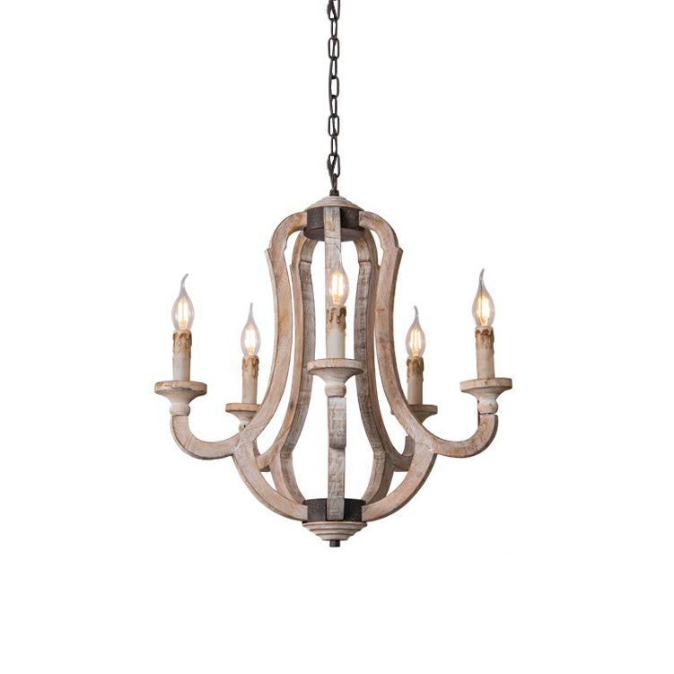 Myraean Industrieller Vintage Kronleuchter aus Holz-Letslighting