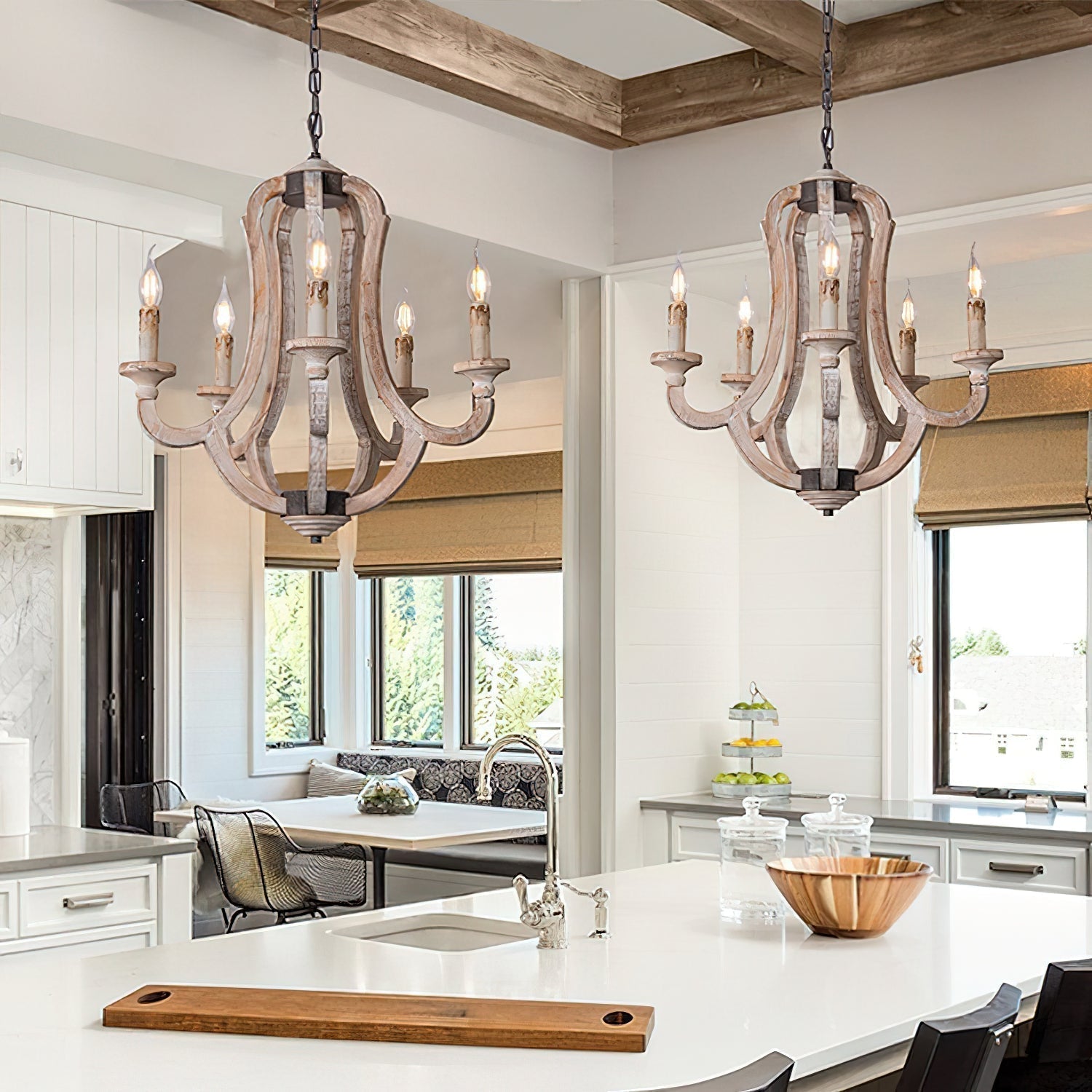 Myraean Industrieller Vintage Kronleuchter aus Holz-Letslighting
