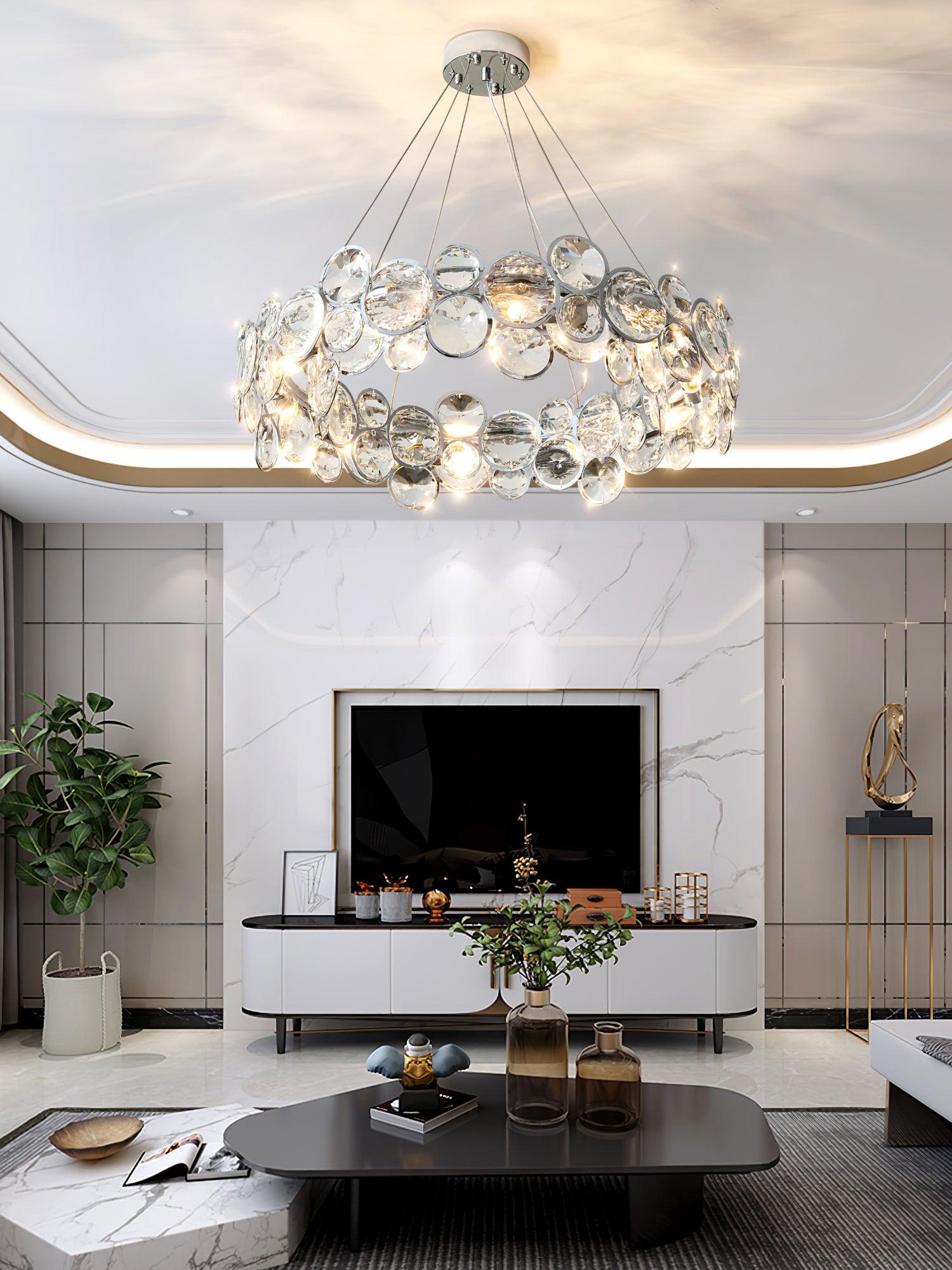 Cuthaiel Postmoderner Luxus Rund Chrom Kristall Kronleuchter-Letslighting