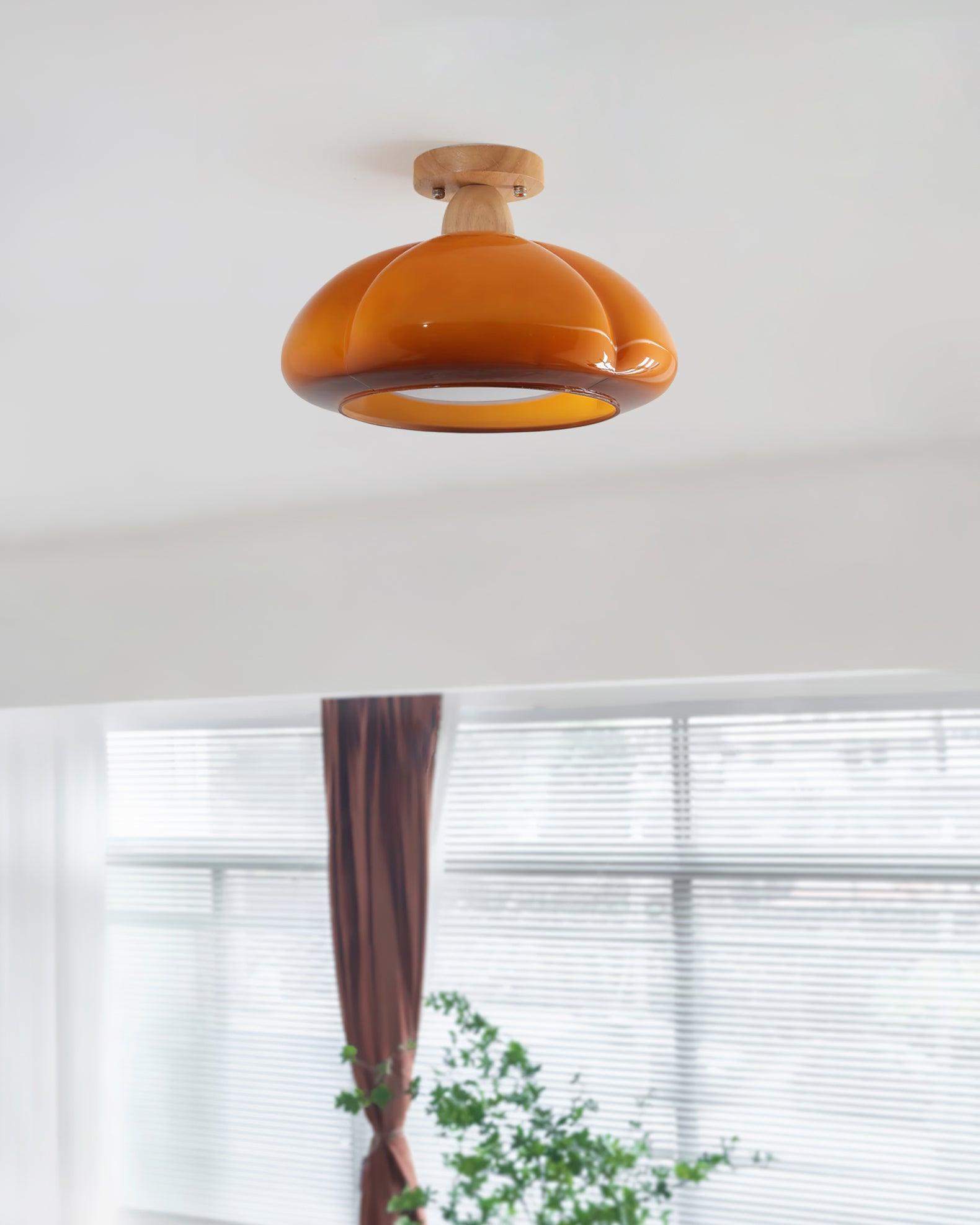 Ambrina Amber Glass Semi Flush Mount Ceiling Light - Letslighting