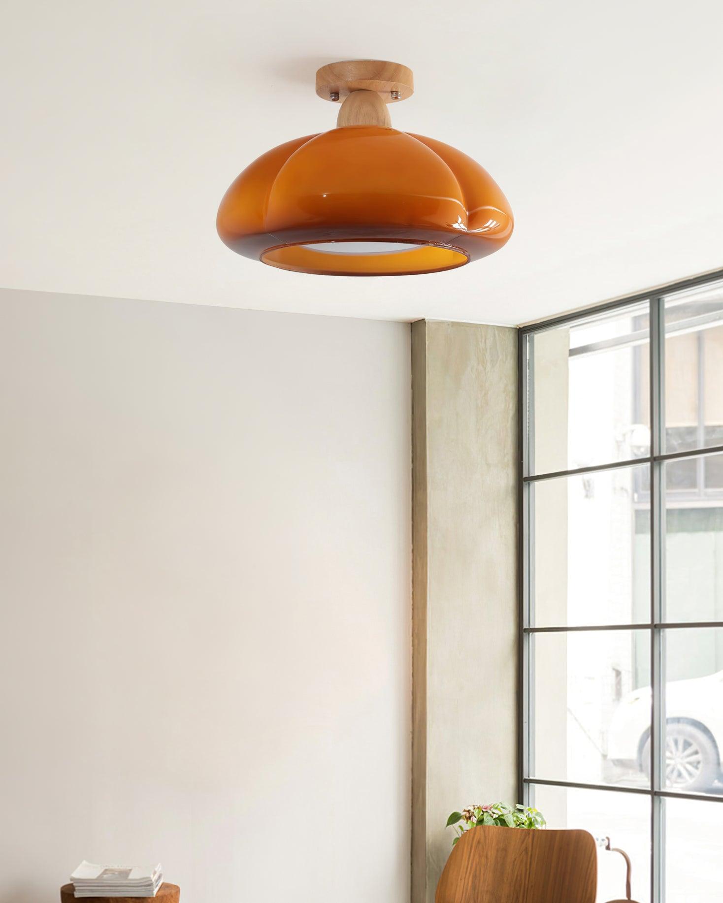Ambrina Amber Glass Semi Flush Mount Ceiling Light - Letslighting