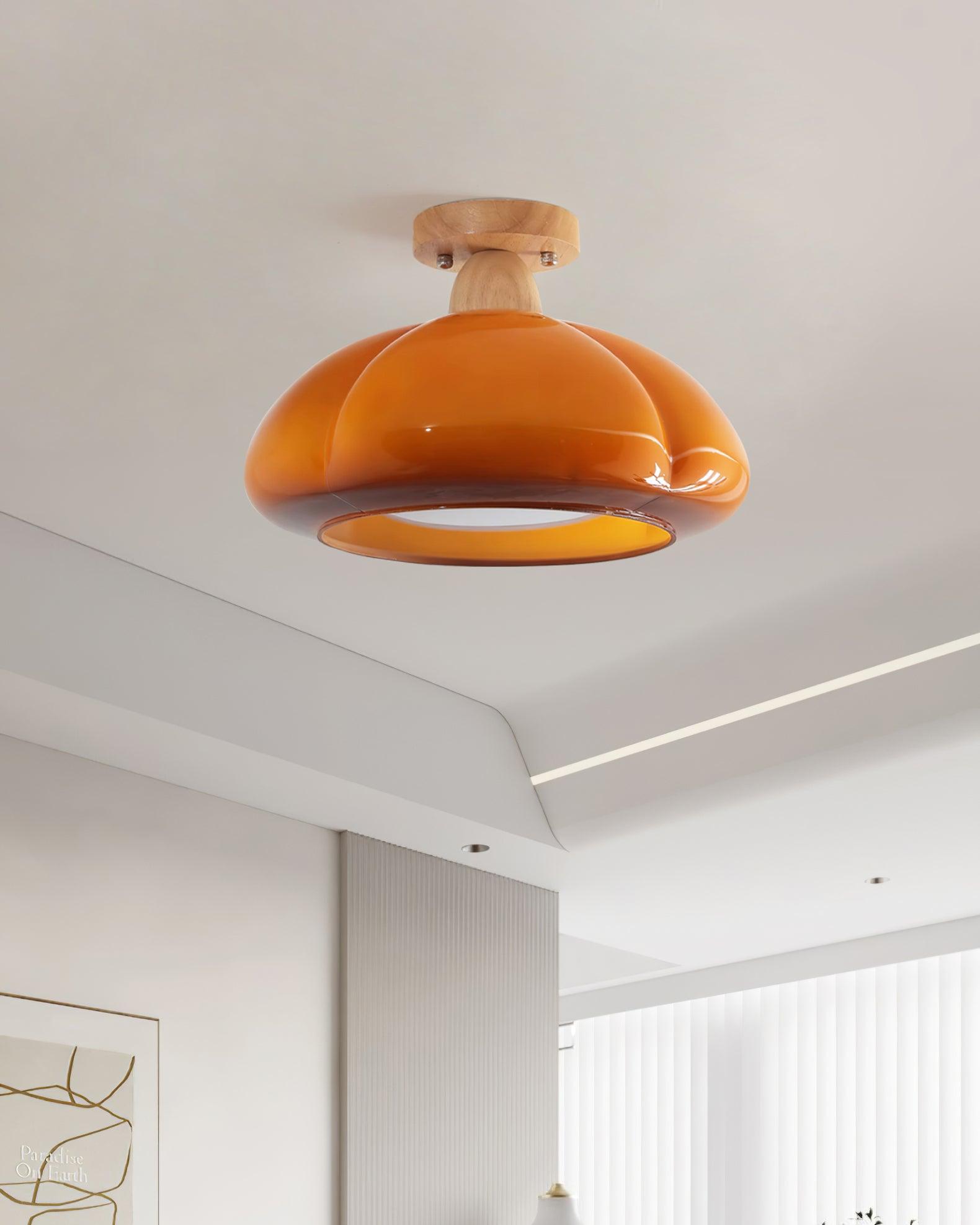 Ambrina Amber Glass Semi Flush Mount Ceiling Light - Letslighting