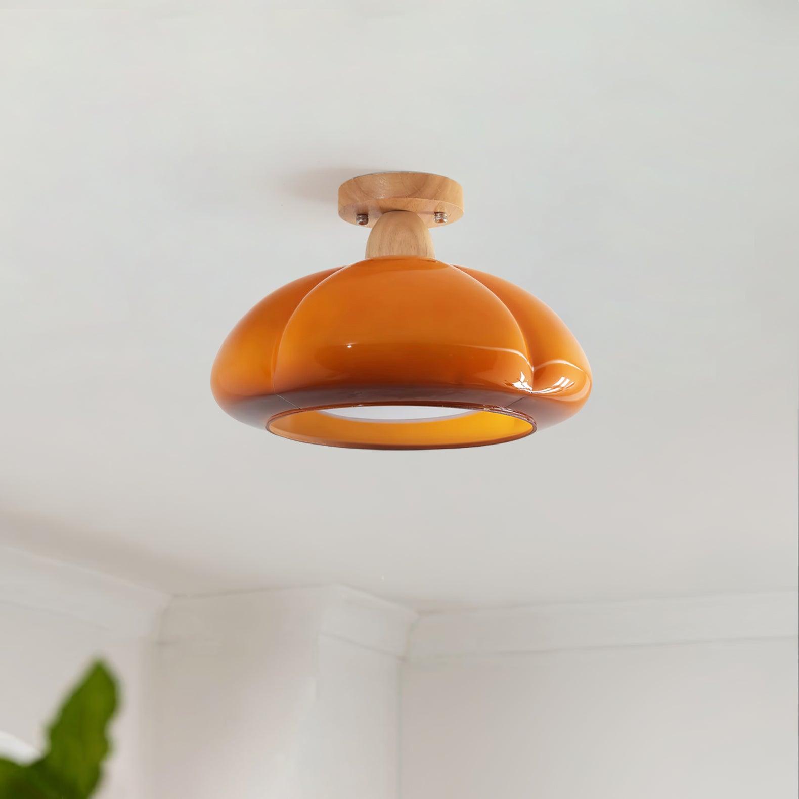 Ambrina Amber Glass Semi Flush Mount Ceiling Light - Letslighting