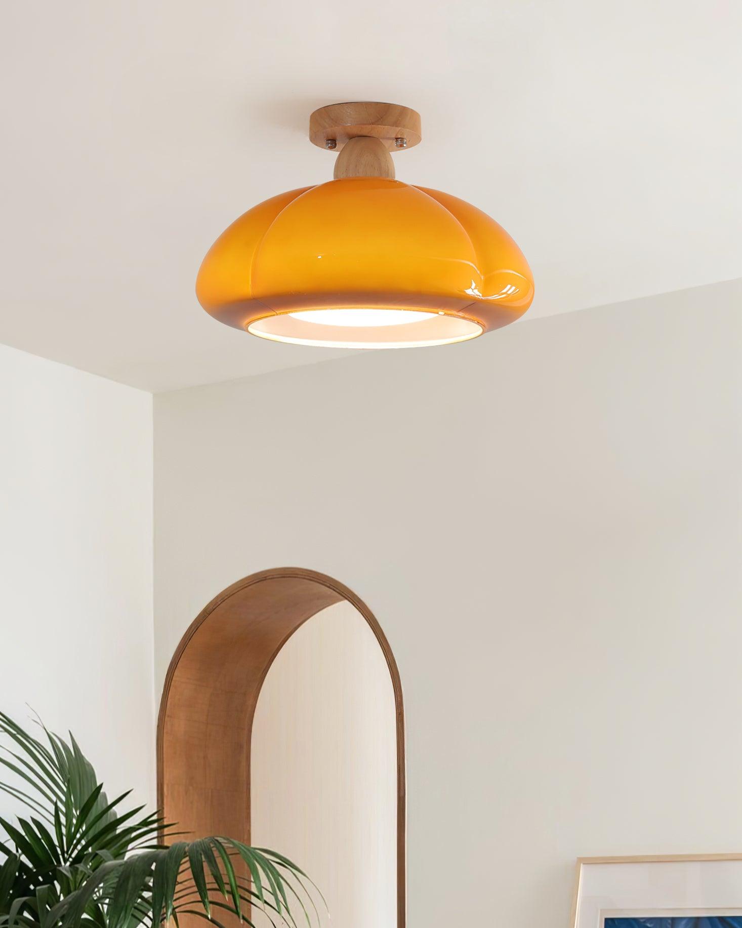 Ambrina Amber Glass Semi Flush Mount Ceiling Light - Letslighting