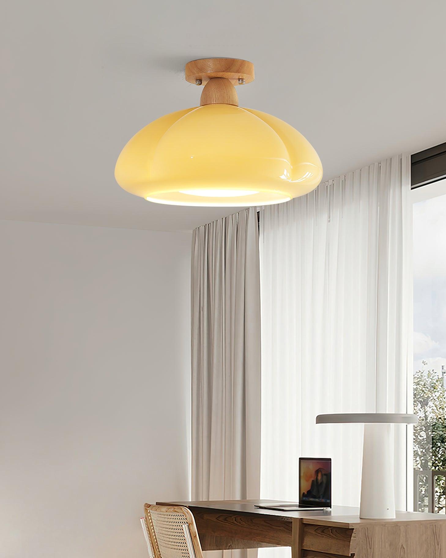 Ambrina Amber Glass Semi Flush Mount Ceiling Light - Letslighting