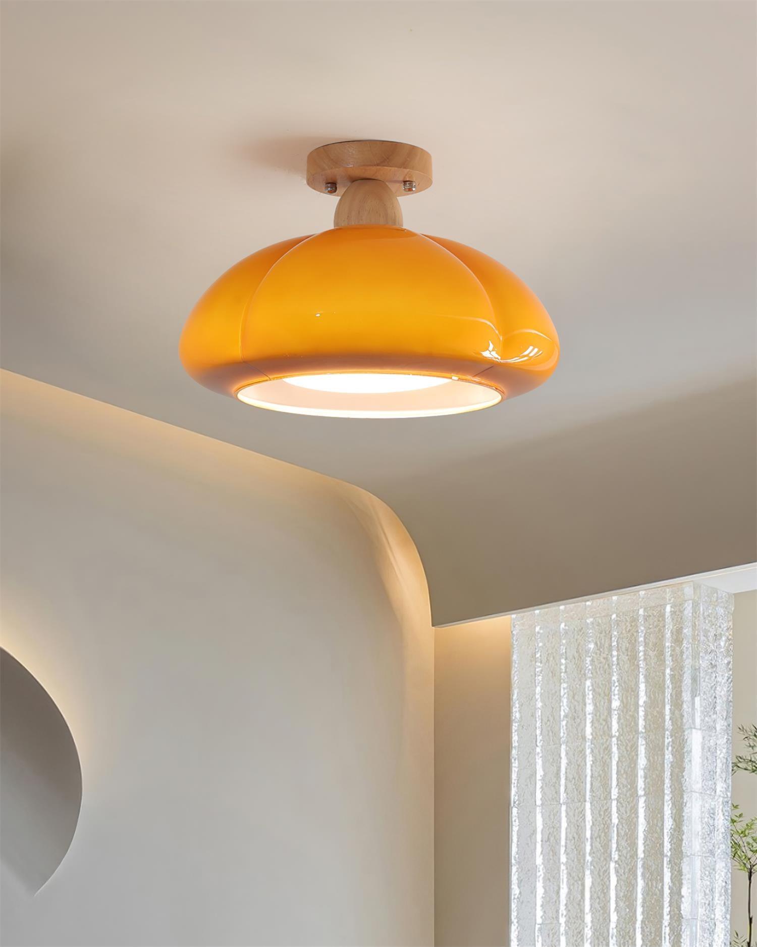 Ambrina Amber Glass Semi Flush Mount Ceiling Light - Letslighting
