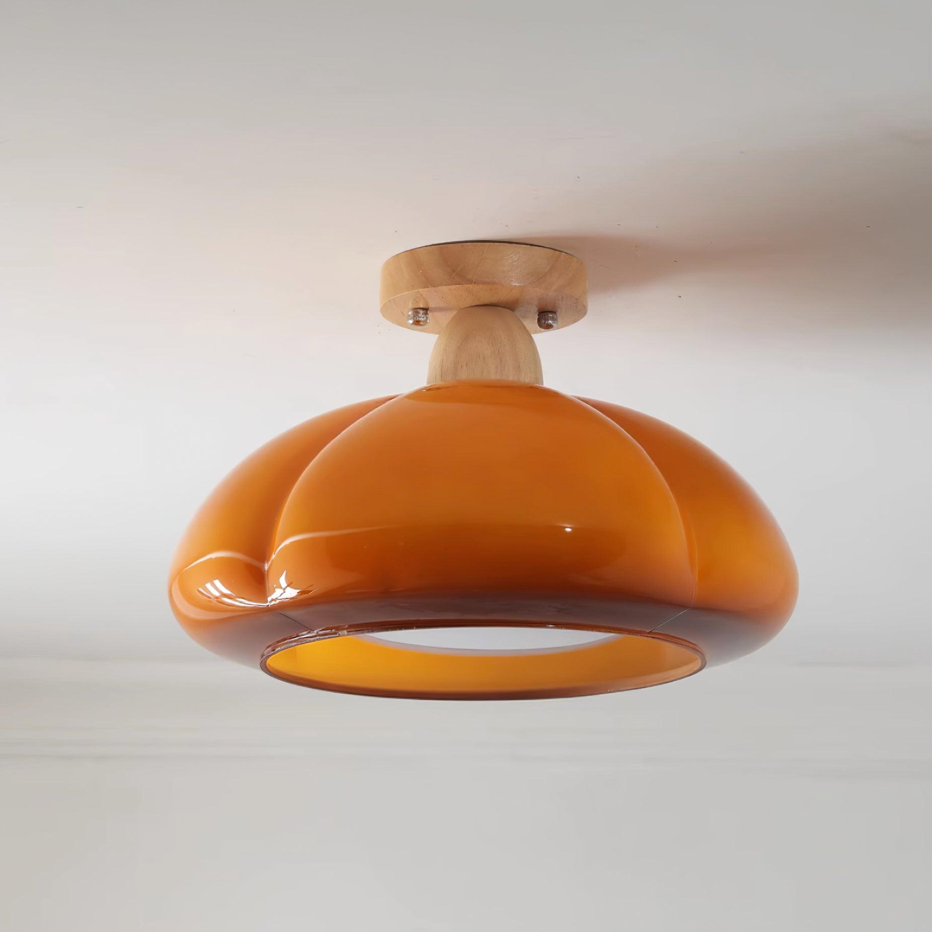 Ambrina Amber Glass Semi Flush Mount Ceiling Light - Letslighting