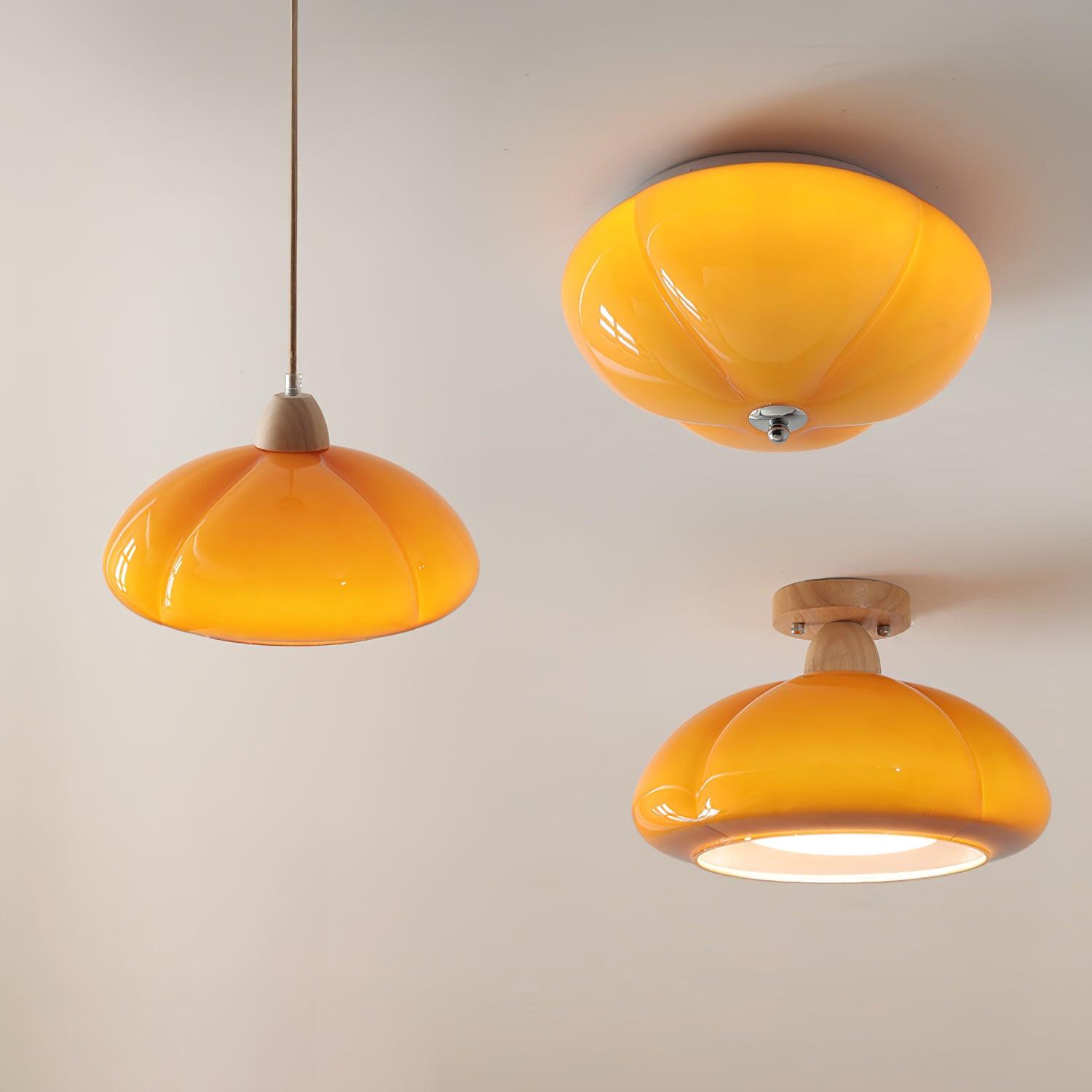 Pendelleuchte Abgerundeter Glasschirm Holzakzent Verspielt Modern-Letslighting