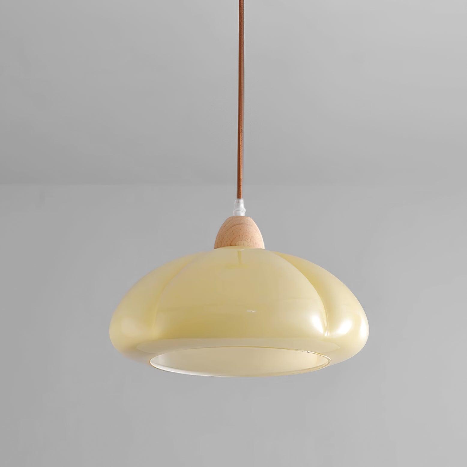 Pendelleuchte Abgerundeter Glasschirm Holzakzent Verspielt Modern-Letslighting