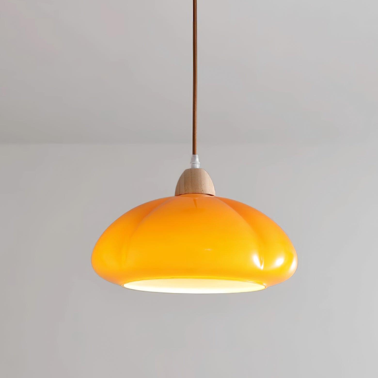 Pendelleuchte Abgerundeter Glasschirm Holzakzent Verspielt Modern-Letslighting