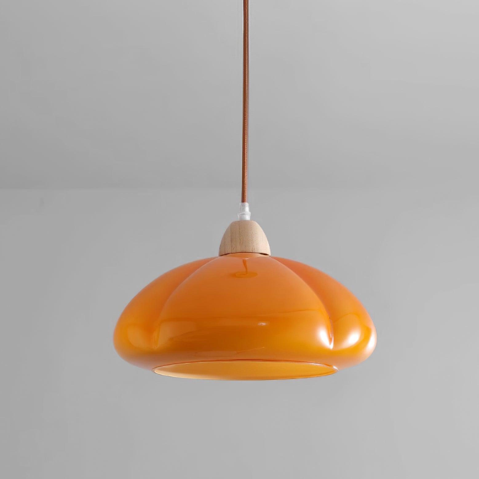 Pendelleuchte Abgerundeter Glasschirm Holzakzent Verspielt Modern-Letslighting
