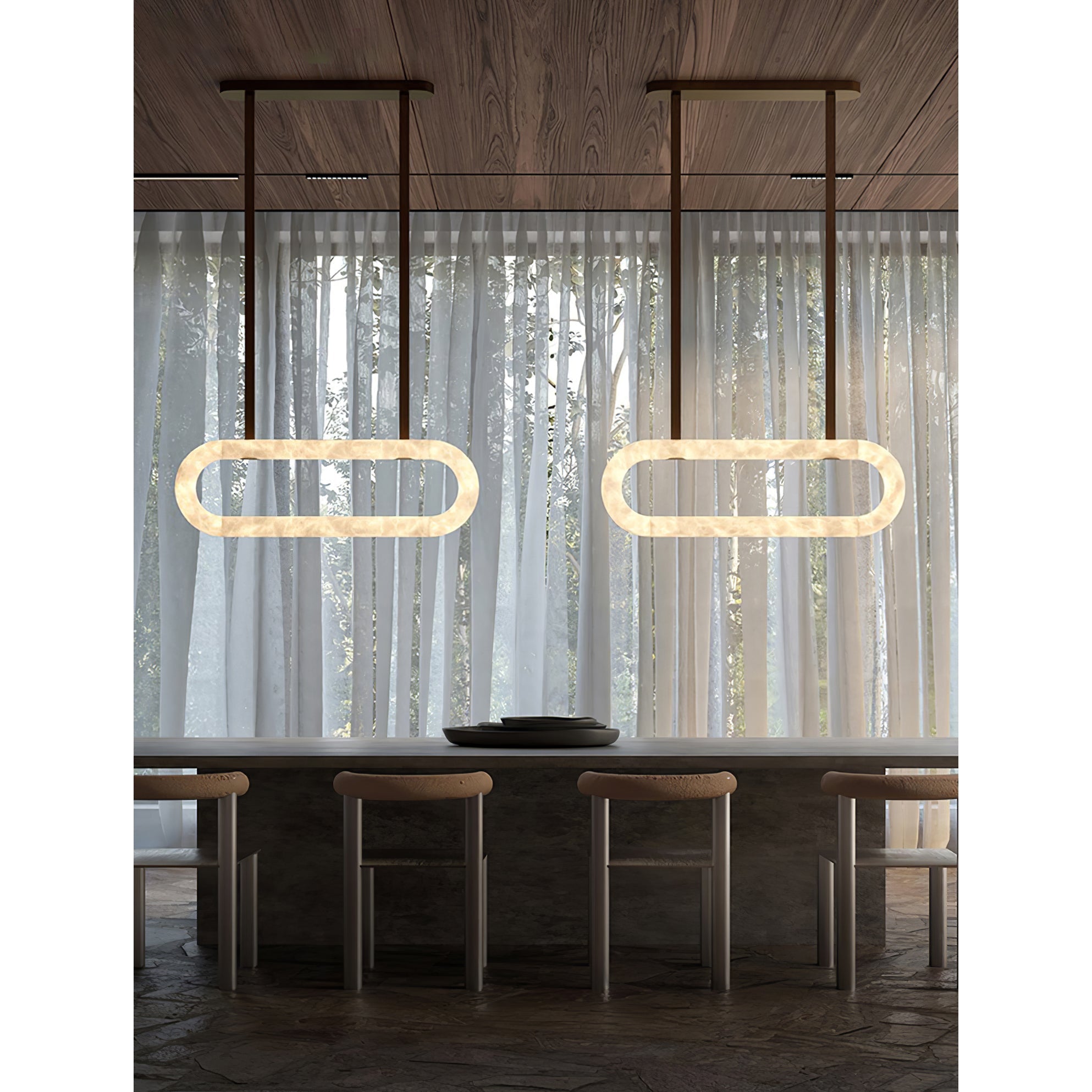 Vista Modern Minimalist Art Alabaster Metal Chandelier - Letslighting