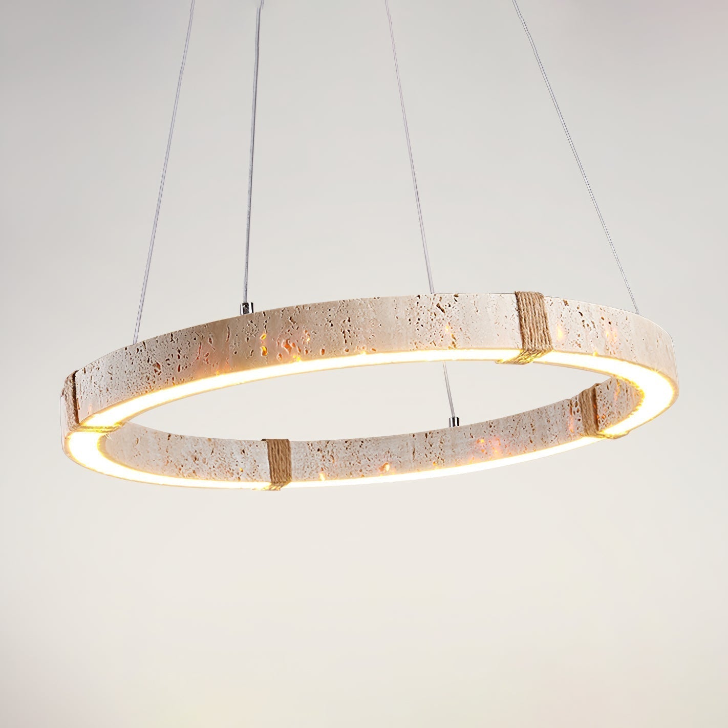 Lumae Travertin-Ring-Pendelleuchte