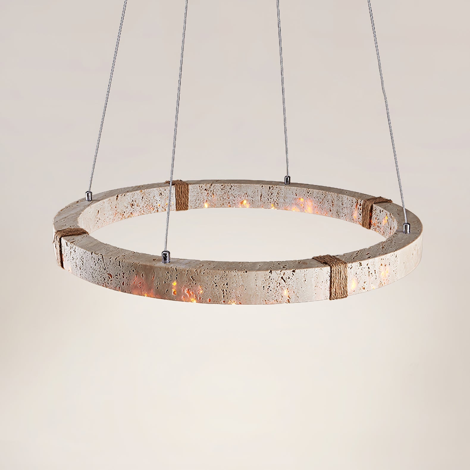 Lumae Travertin-Ring-Pendelleuchte