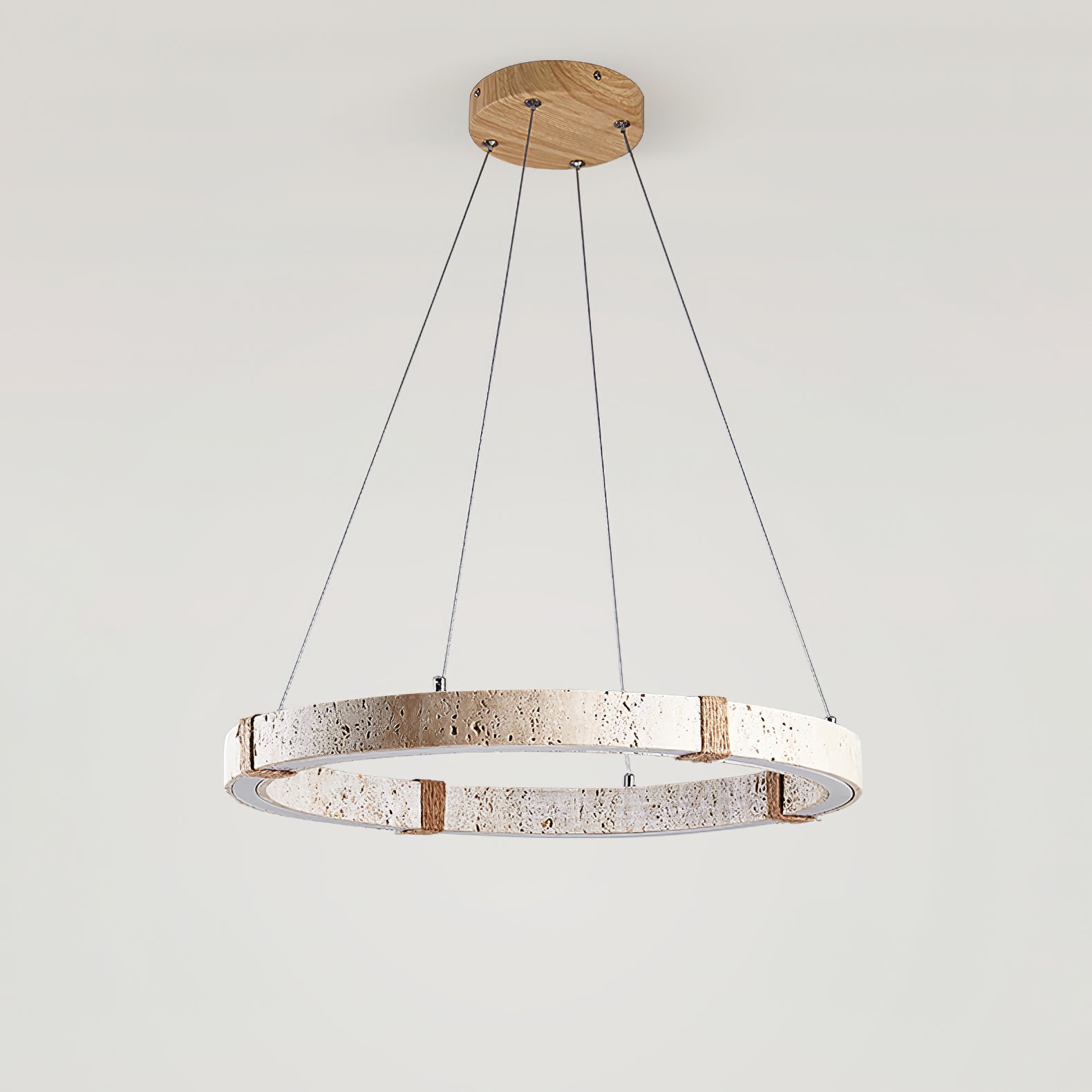 Lumae Travertin-Ring-Pendelleuchte