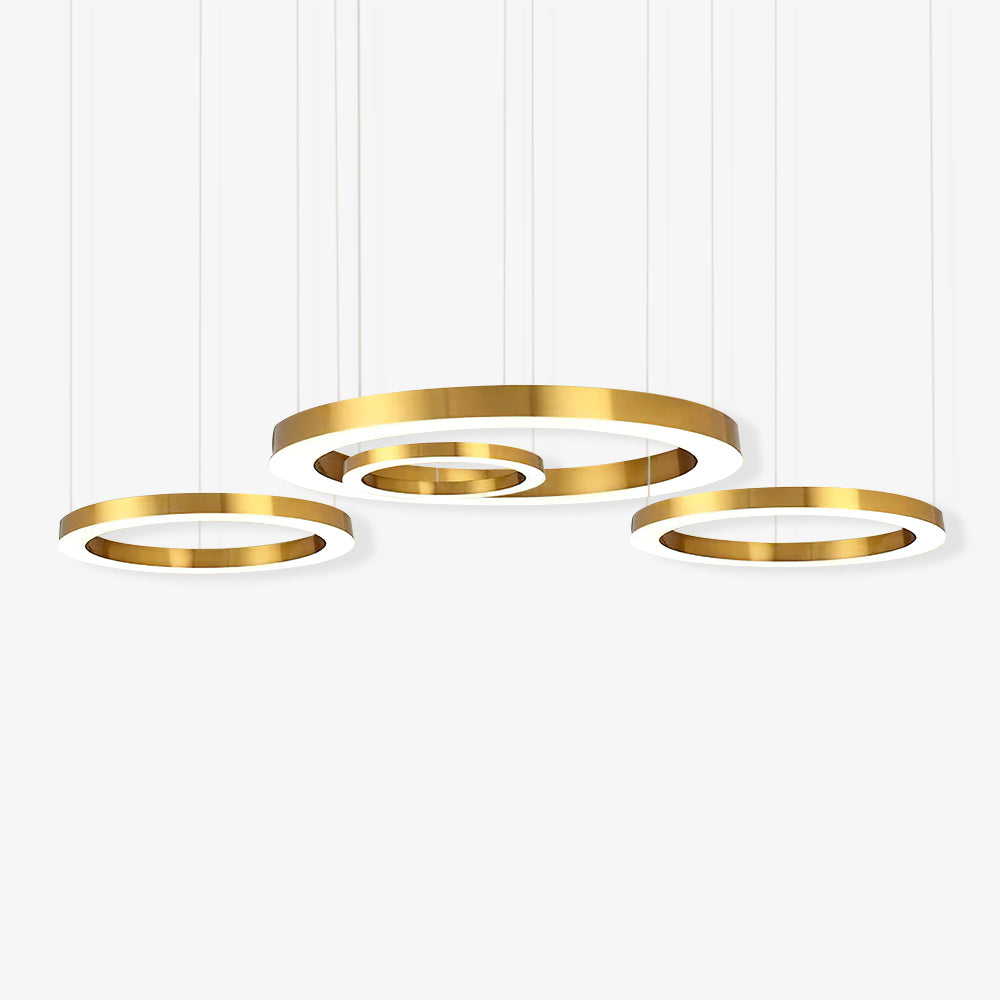 Lustra Pendelleuchte LED Ring Gold Modern 3 Ring-Letslighting
