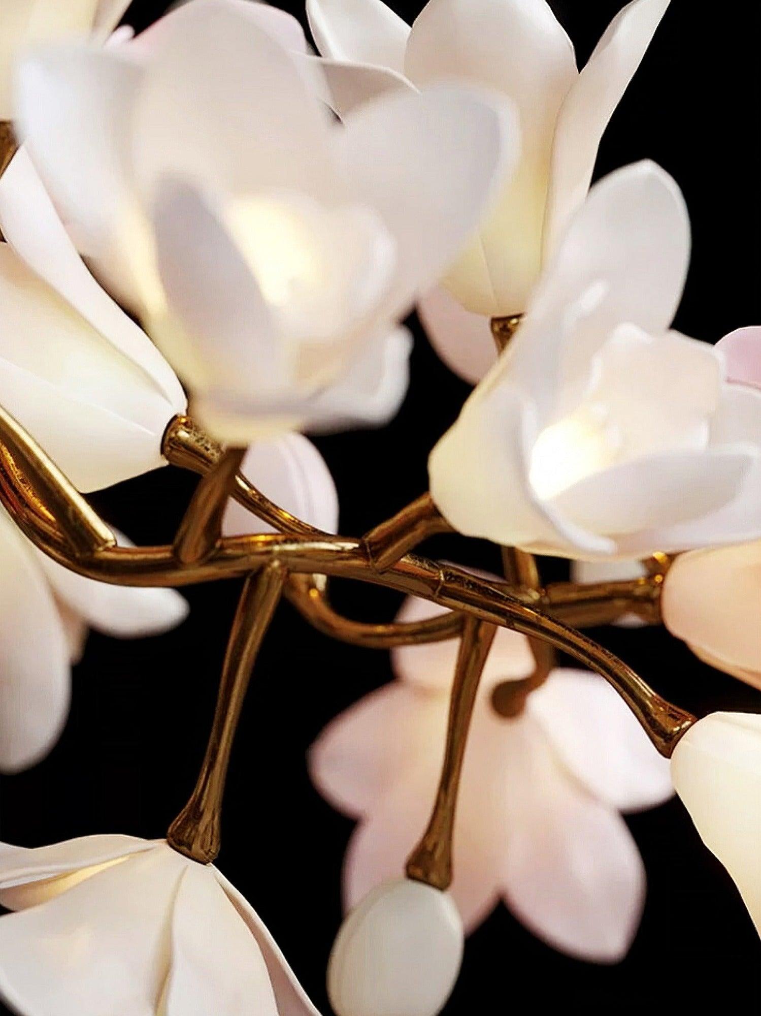 Lustra Kronleuchter Messing Keramik Blüte-Letslighting