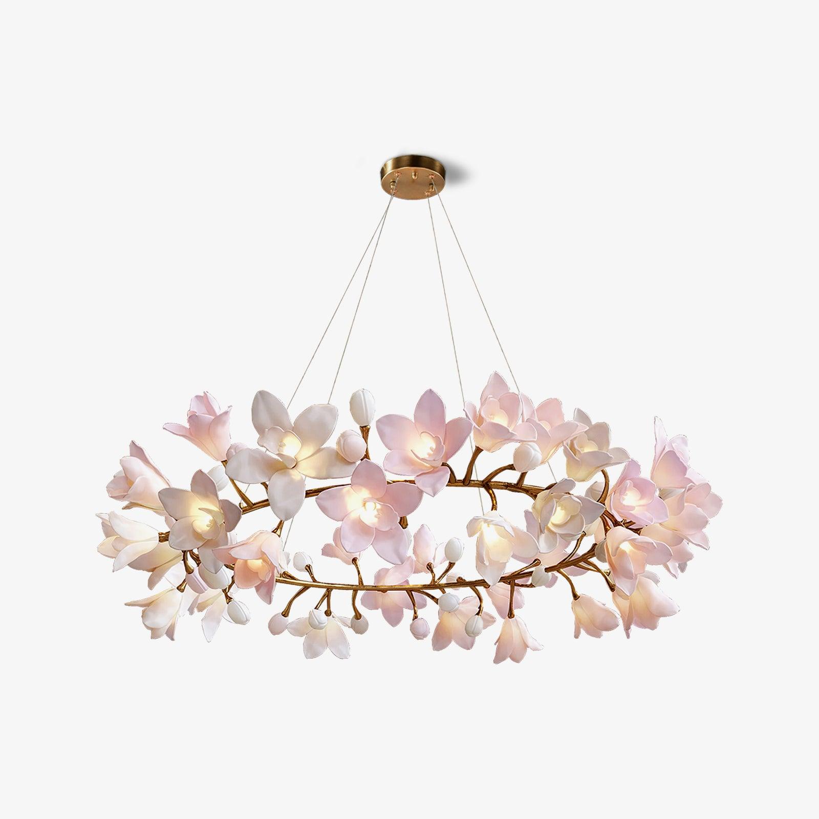 Lustra Kronleuchter Messing Keramik Blüte-Letslighting