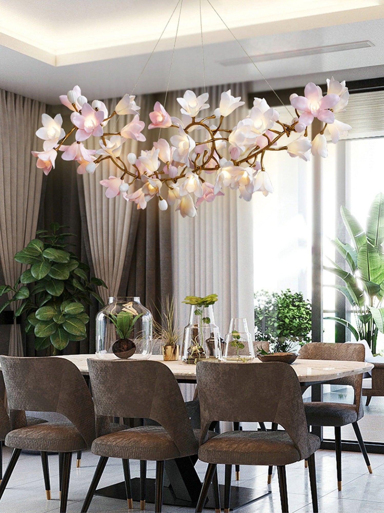 Lustra Kronleuchter Messing Keramik Blüte-Letslighting