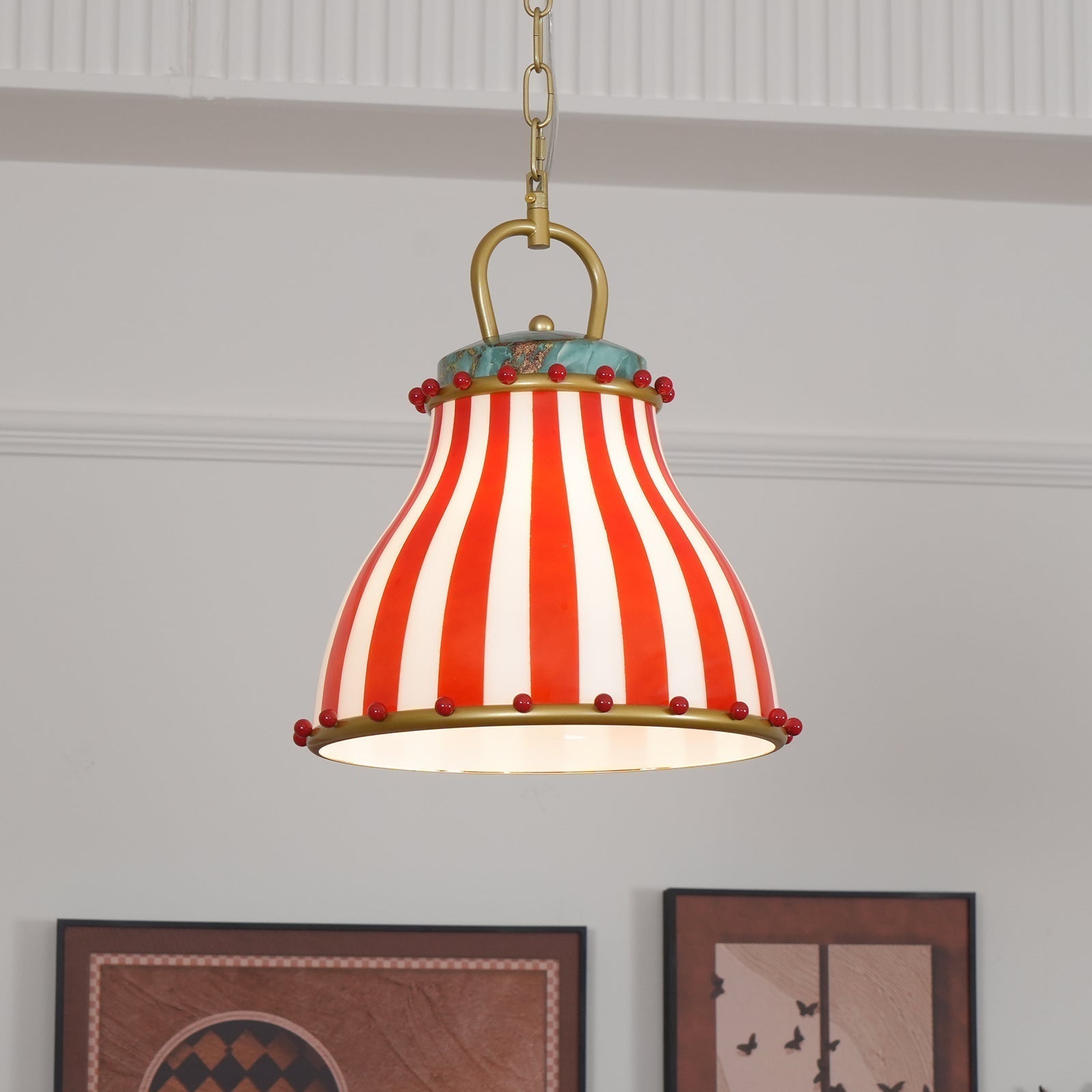 Red and white stripes Glass Pendant Lamp - Letslighting