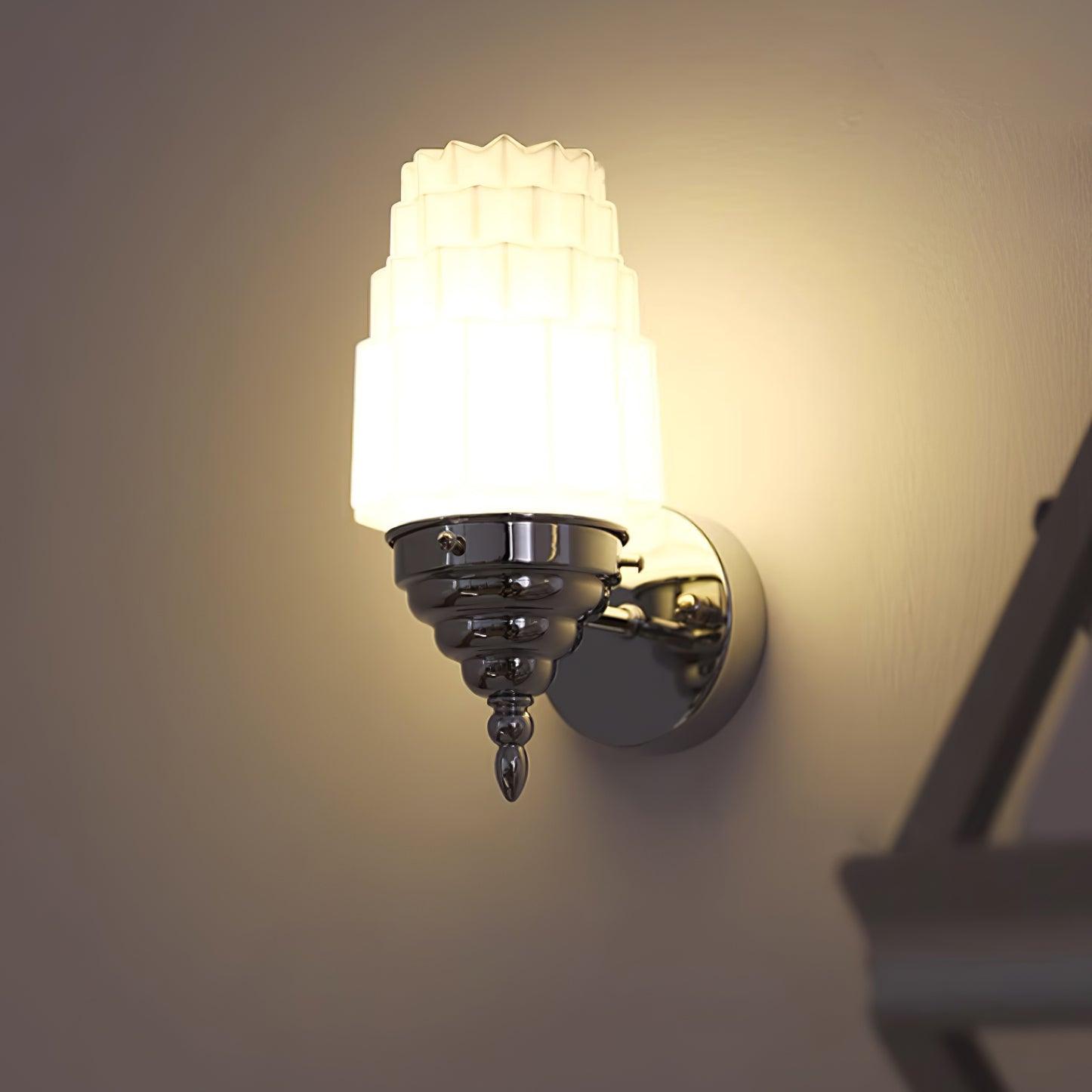 Wandleuchte Metall Körper Glas Zylinder Schirm Art Deco Schlafzimmer-Letslighting