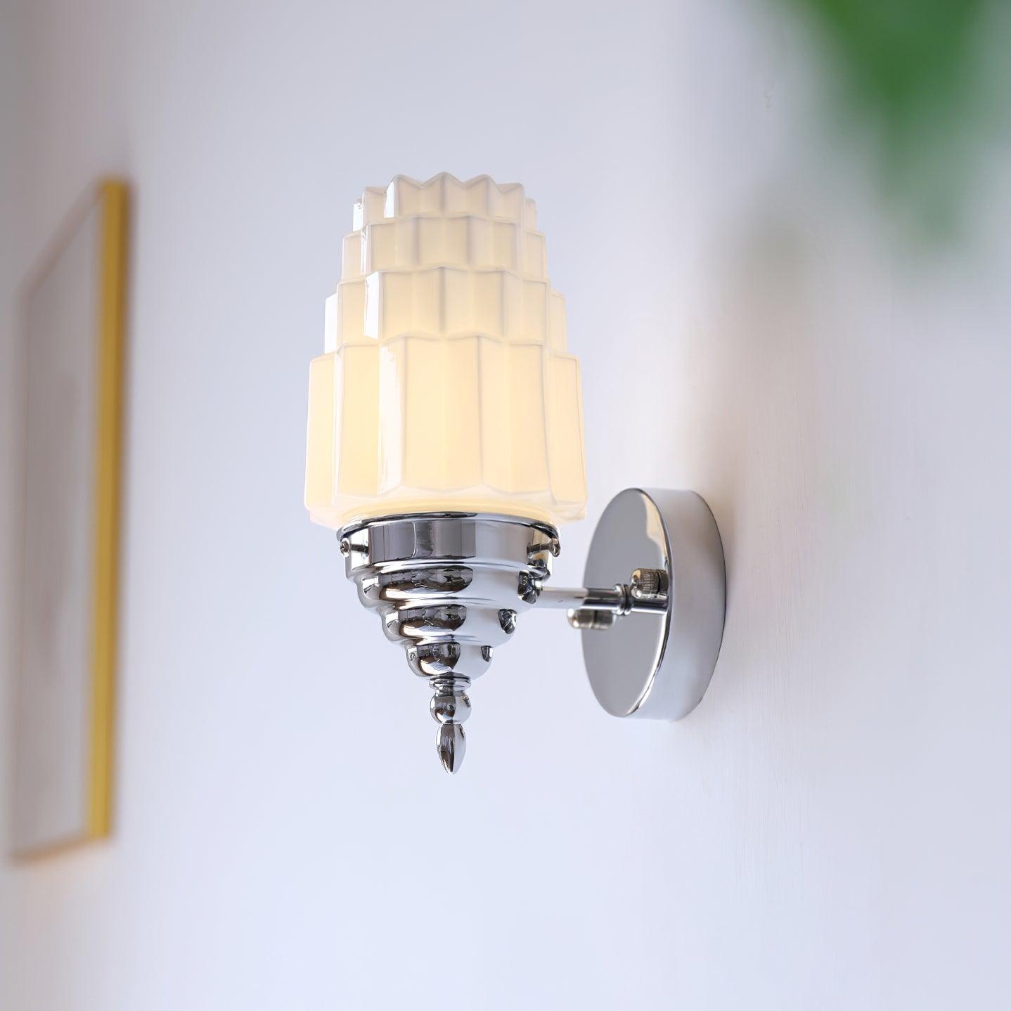 Wandleuchte Metall Körper Glas Zylinder Schirm Art Deco Schlafzimmer-Letslighting