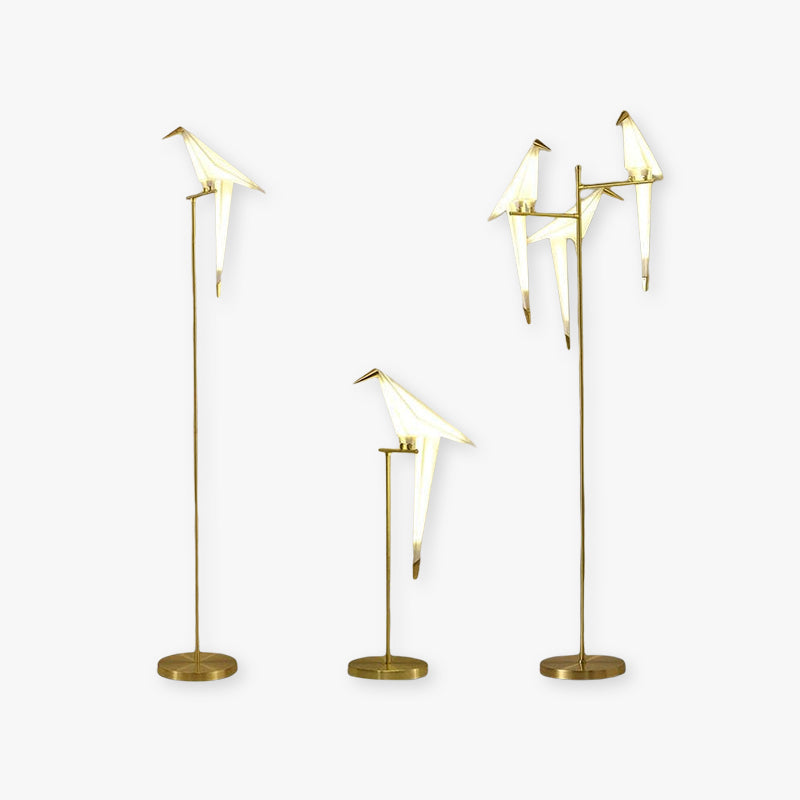 Arisha Vogel Tischlampe/Stehlampe, Gold, 1/2/3 Flammig, Metall, Schlafzimmer