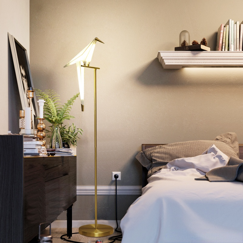 Arisha Vogel Tischlampe/Stehlampe, Gold, 1/2/3 Flammig, Metall, Schlafzimmer
